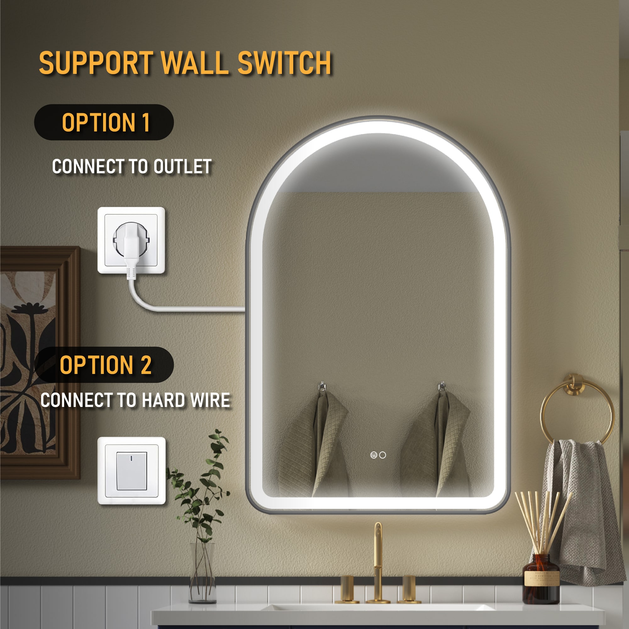 Forclover F60-LE2436MB Framed-Bath-Mirrors - View #7