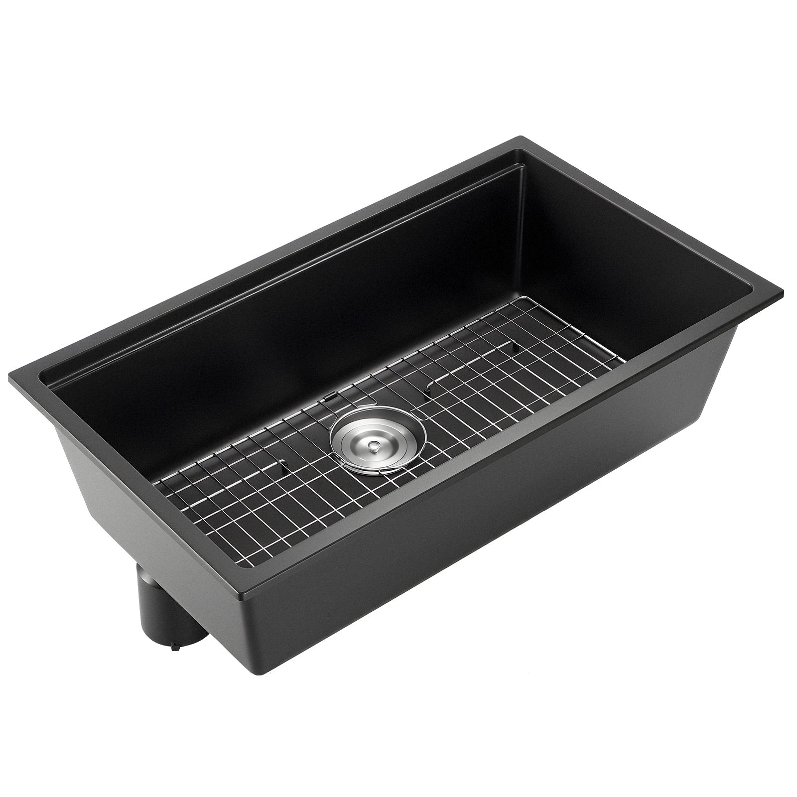 Tahanbath 33 Inches Black Kitchen Sink Workstation Undermount Granite Drop In Single Bowl Farmhouse Basin with Multiple Accessories Household Dishwasher Sinks for RV Prep Kitchen and Bar