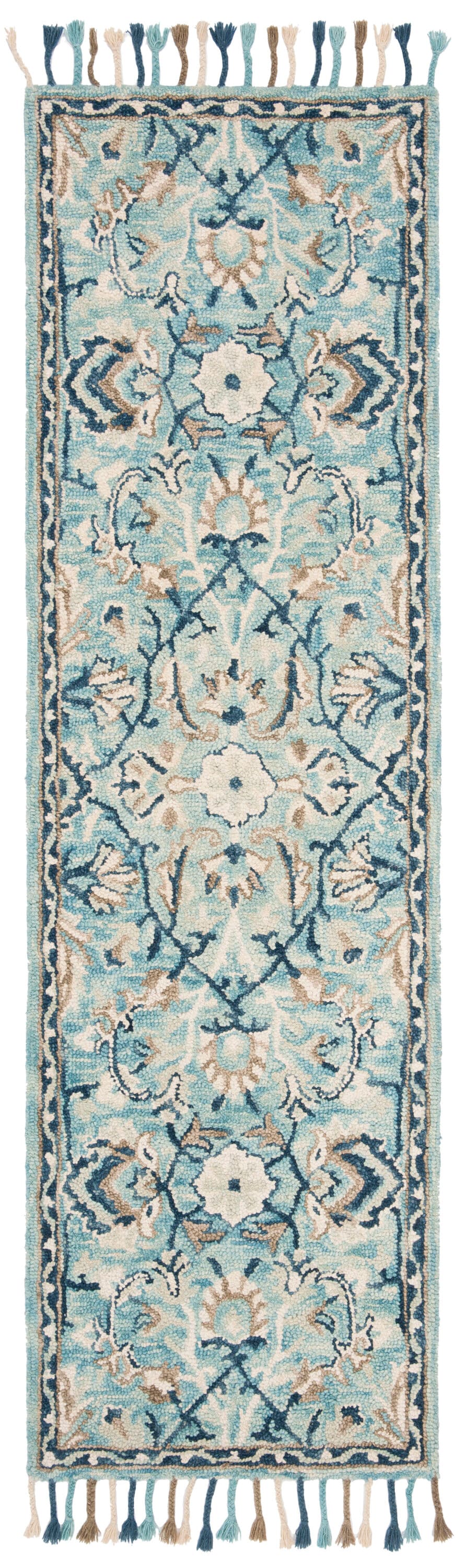 Blossom Blue Ivory Hand Tufted Wool Runner Rug