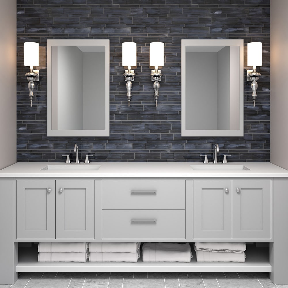 Elida Ceramica Blue 12-in x 12-in Glossy Glass Linear Wall Tile (0.97 ...