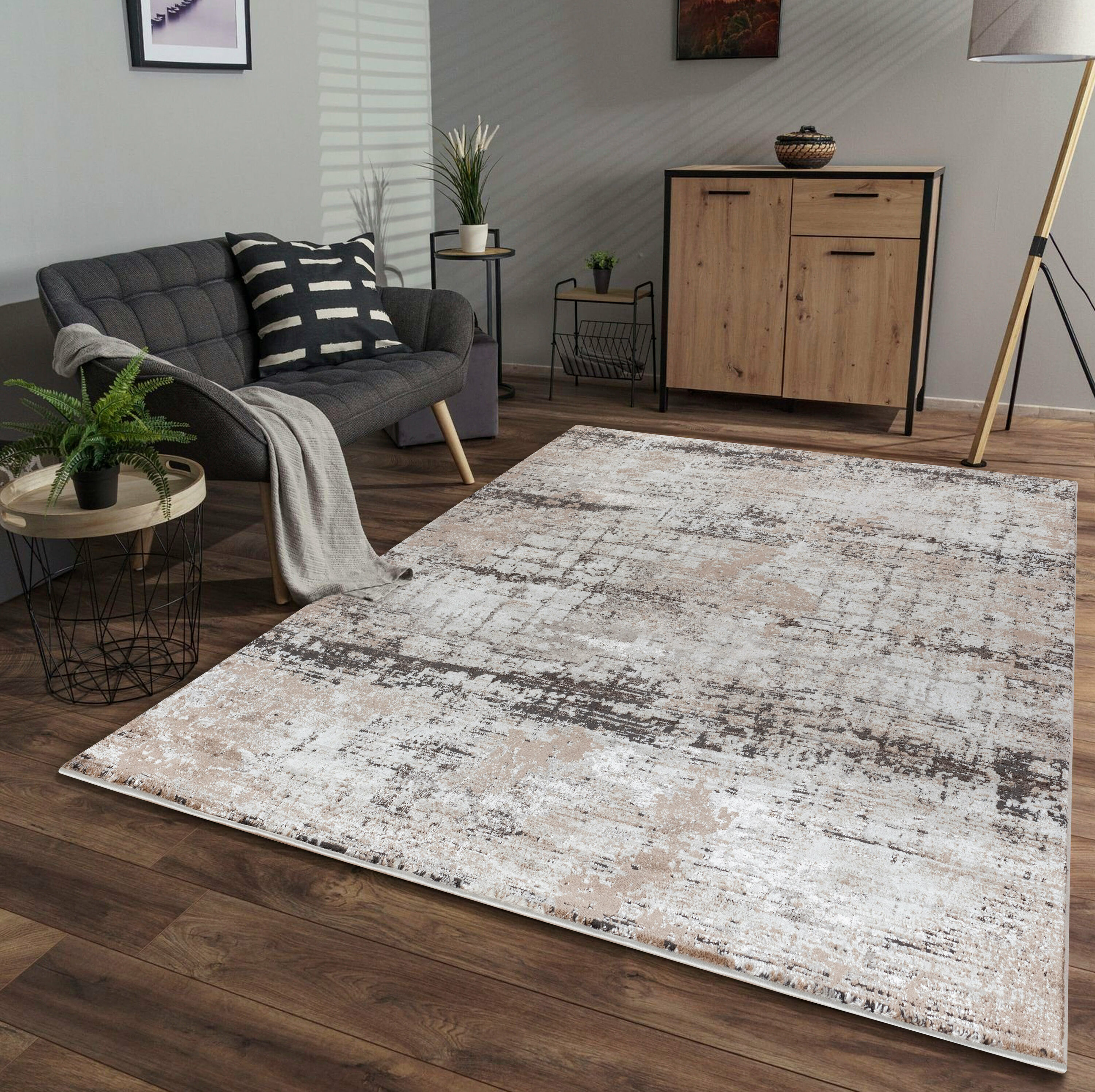 MDA Rugs OM051014 Omari 10 x 14 (ft) Polypropylene Cream/Blue Rectangular Indoor Abstract Area rug