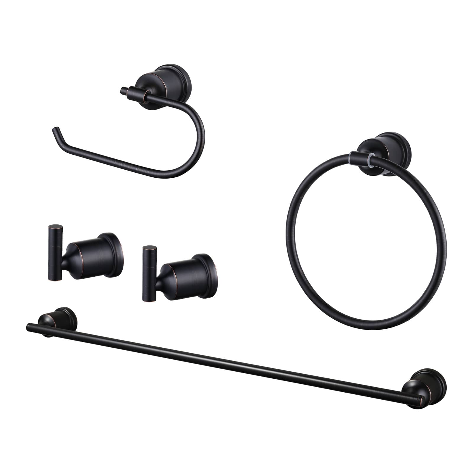 ALEASHA 5-Piece Bathroom Hardware Set with 24-in Towel Bar Towel Ring Toilet Paper Holder and 2 Robe Hooks in Oil-Rubbed Bronze