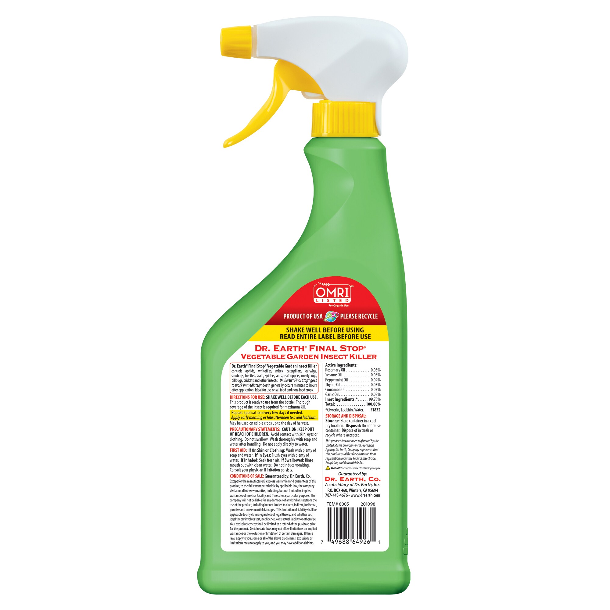 Dr. Earth 8005 pesticides - View #2