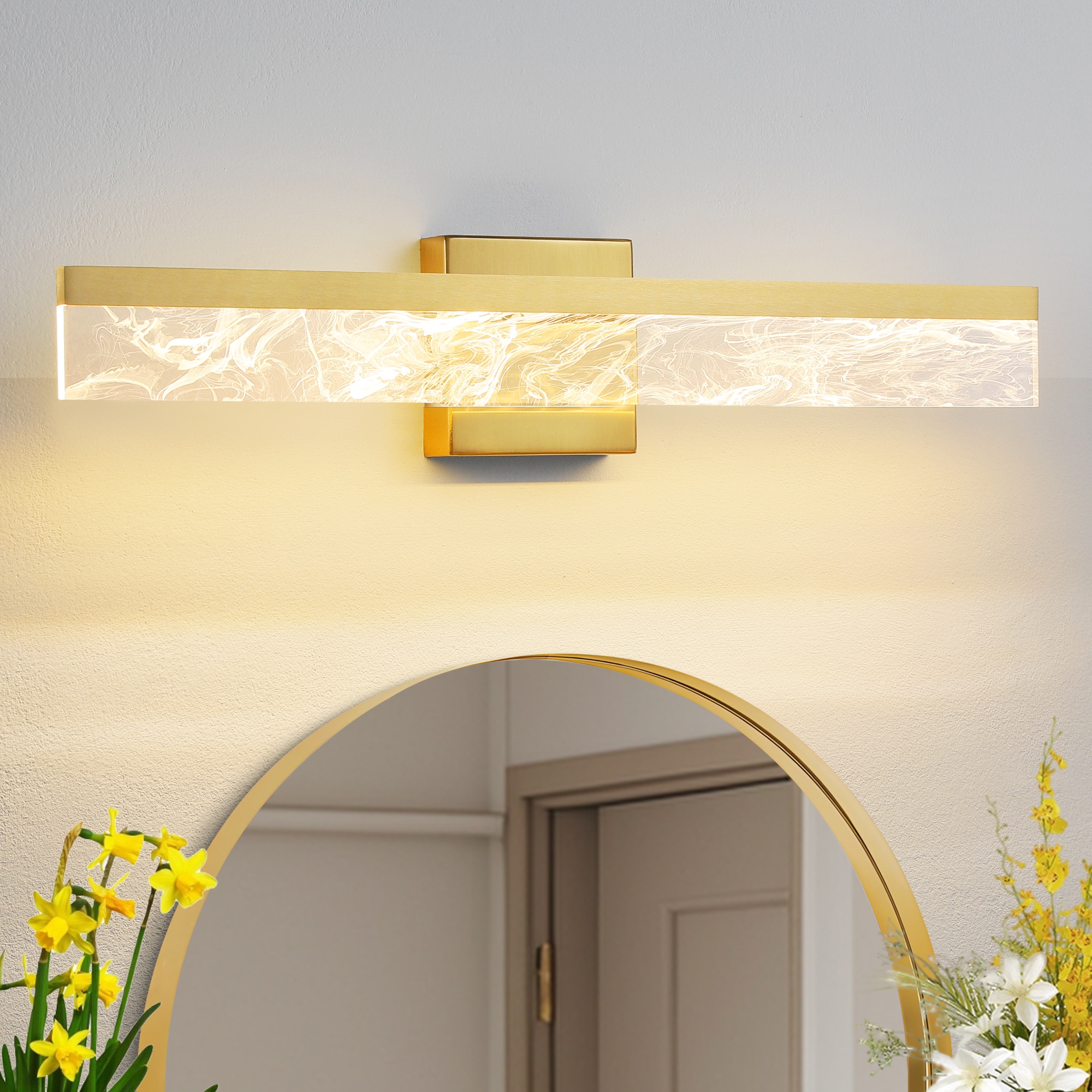 KAISITE 8205WL-24GD-US 24-in 1-Light Bathroom Modern Light Fixture Gold LED Vanity Light Bar 18W Wall Sconce with 3000K Warm Light
