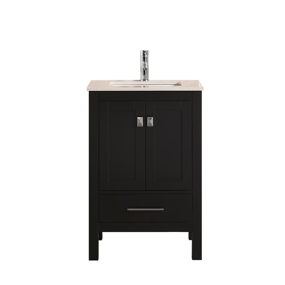 Eviva London 24-in Espresso Undermount Single Sink Bathroom Vanity with ...