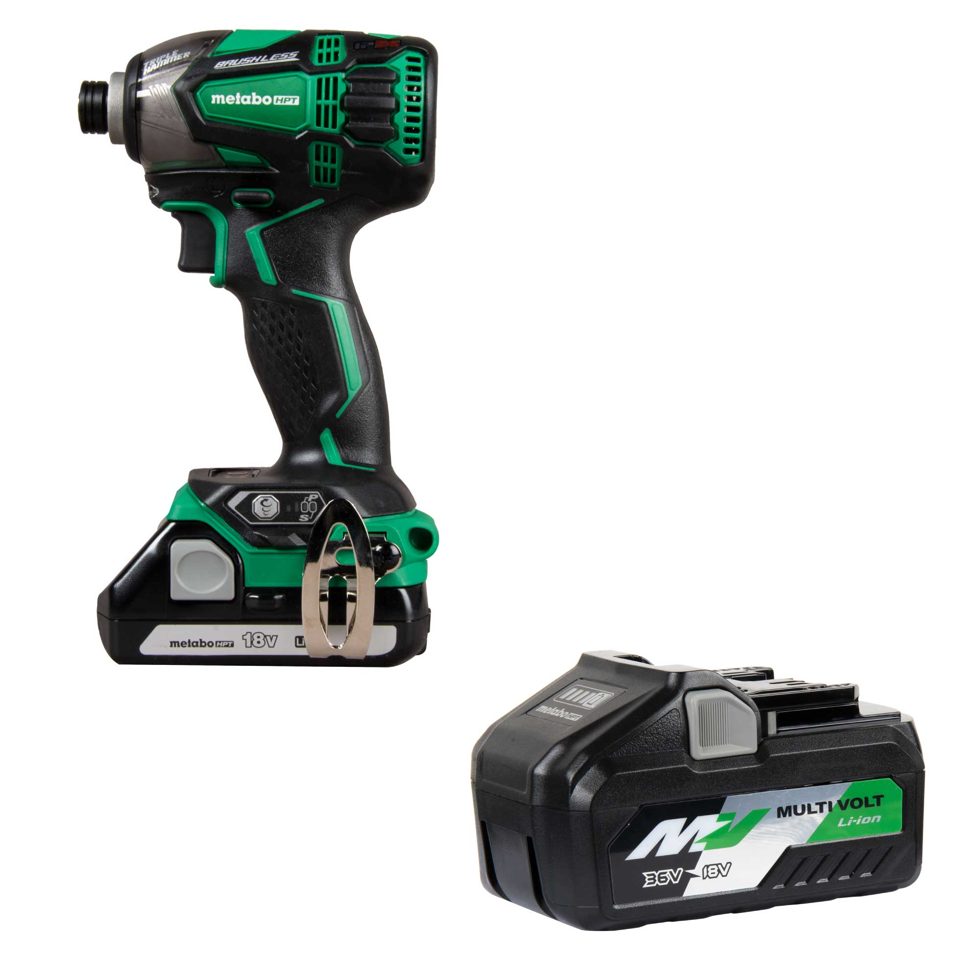 Metabo HPT MultiVolt 18-volt 1/4-in Variable Speed Brushless Cordless Impact Driver (2-batteries included) with MultiVolt 4.0Ah/8.0Ah Power Tool