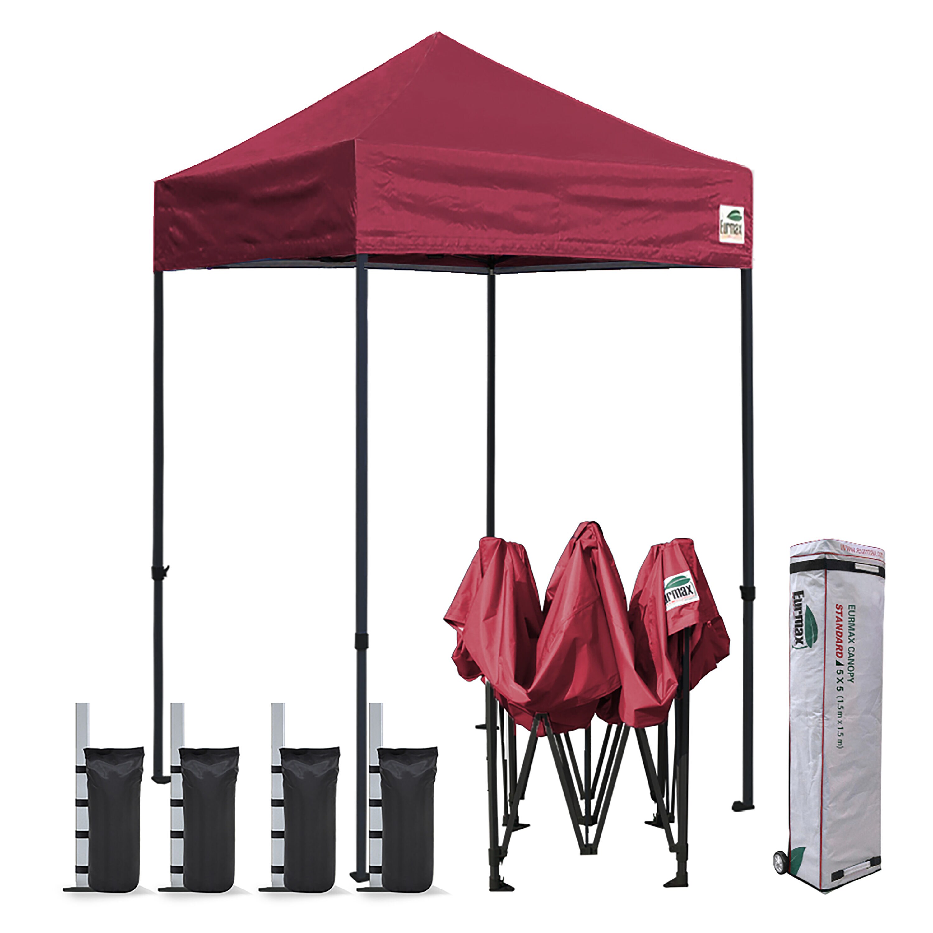 Eurmax 5-ft x 5-ft Square Burgundy Pop-up Canopy in the