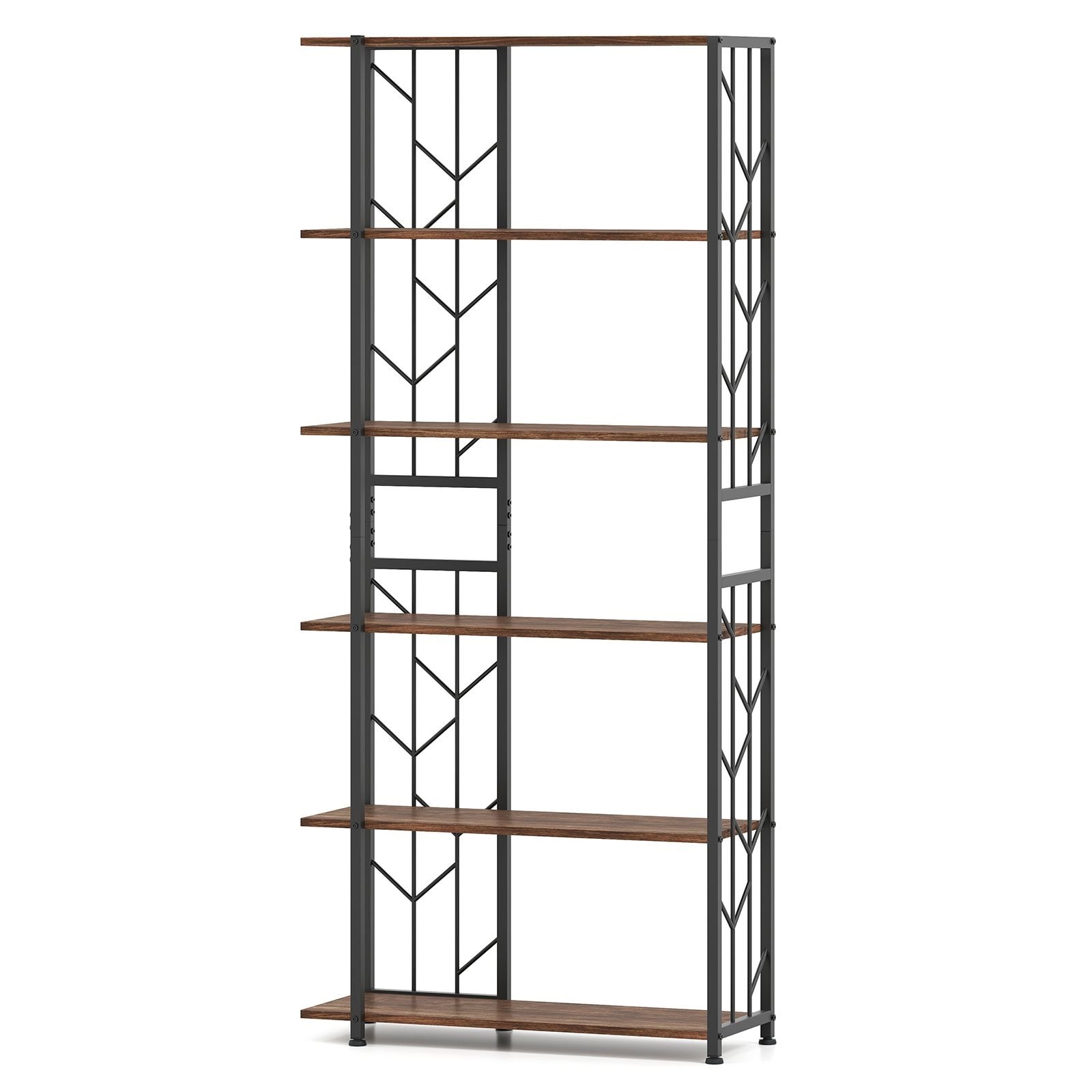 Slickblue - Geometric Metal Frame Display Shelf (31.5 W x 71 H x 12 D) Engineered Wood and Metal ...