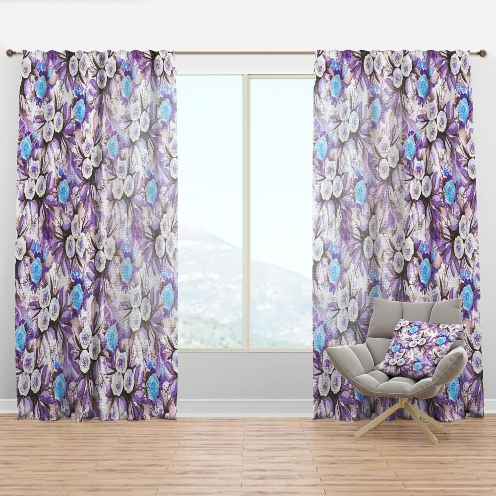 Designart CTN17566-52-108 108-Inches White Floral Room darkening Thermal lined Rod pocket Single curtain panel