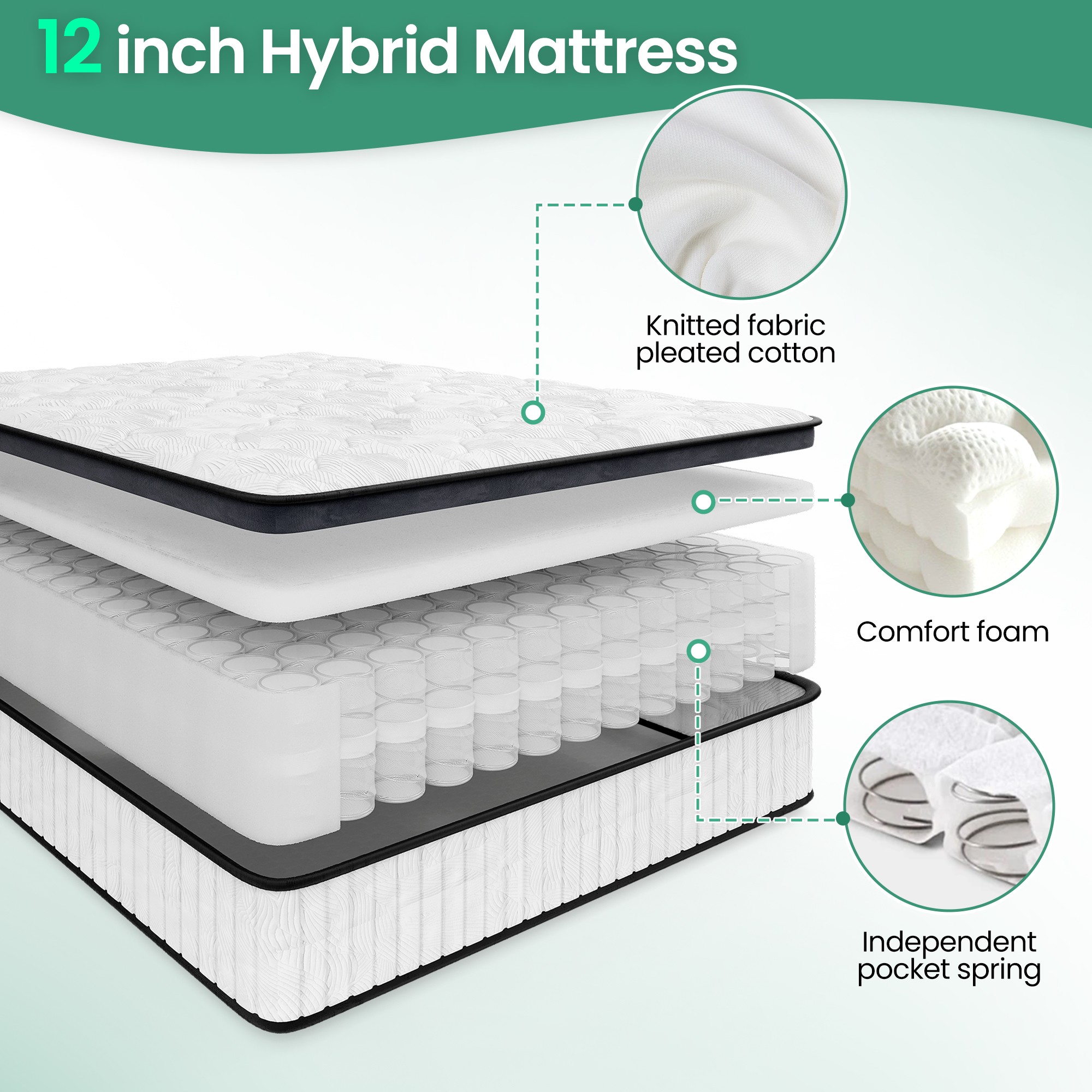 Serwall THCD12-K-WH-L Mattresses-Boxsprings - View #3