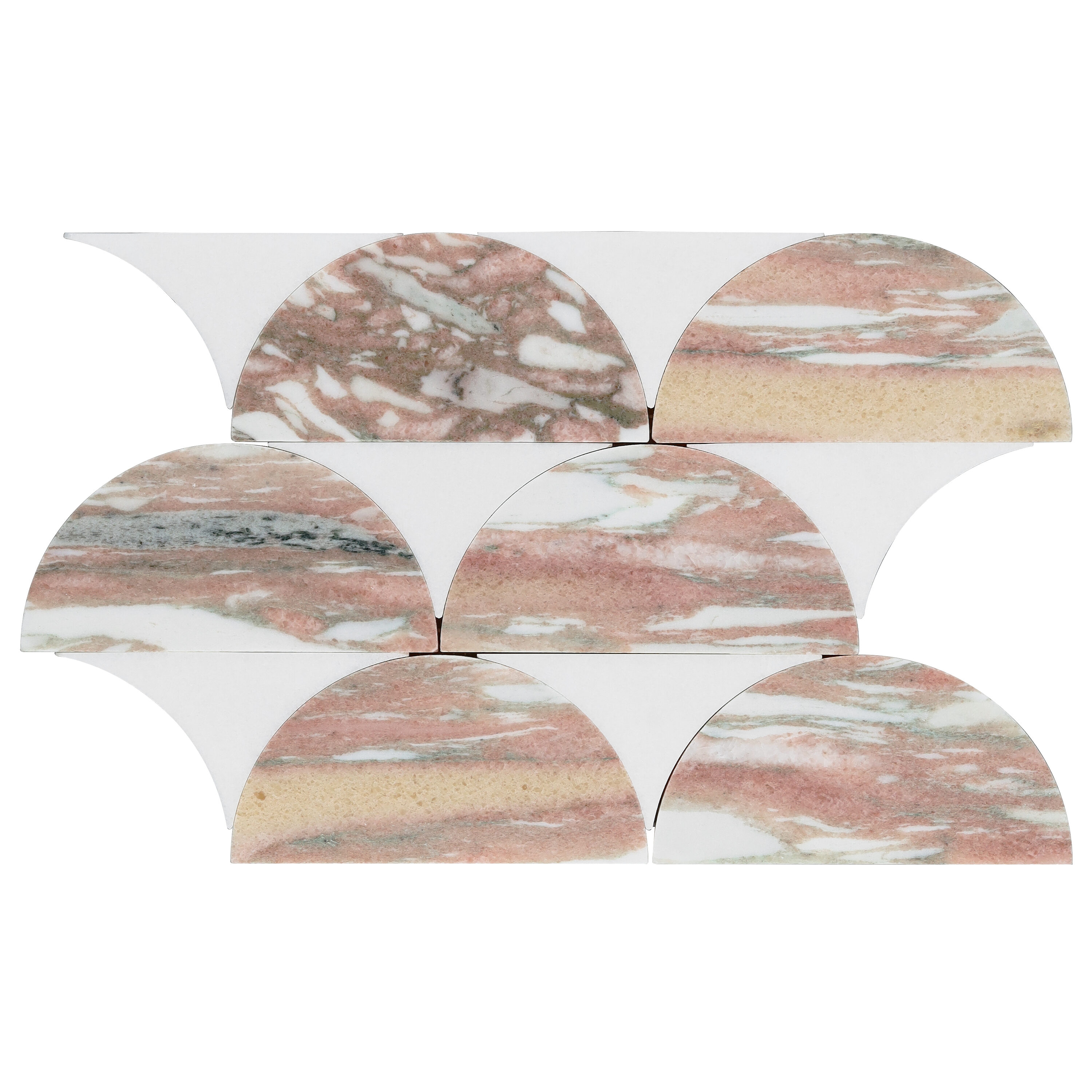 Artmore Tile EXT3RD108732 Sample- Skyrise Rosa 4-in x 4-in Polished Marble Look Scale Floor and Wall Tile
