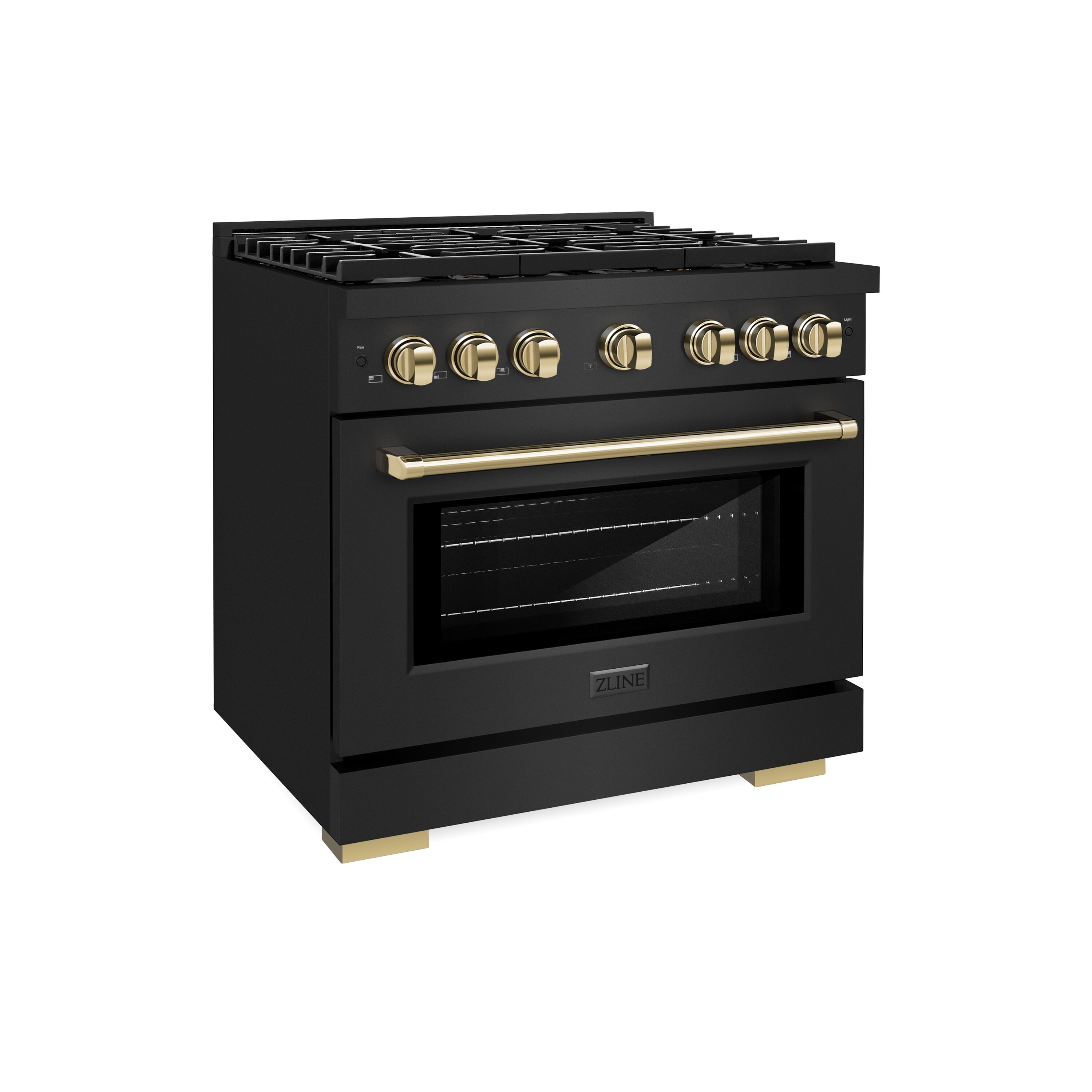 ZLINE KITCHEN & BATH SGRBZ-36-G Paramount 36-in 6 burners 5.2-cu ft Convection Oven Freestanding Natural Gas Range ( Black Stainless Steel with Polished Gold Accents )