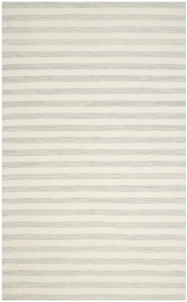 Safavieh DHU575G-6 Dhurries Piaze 6 x 9 (ft) Wool Light Blue/Ivory Rectangular Indoor Stripe Farmhouse/Cottage Area rug