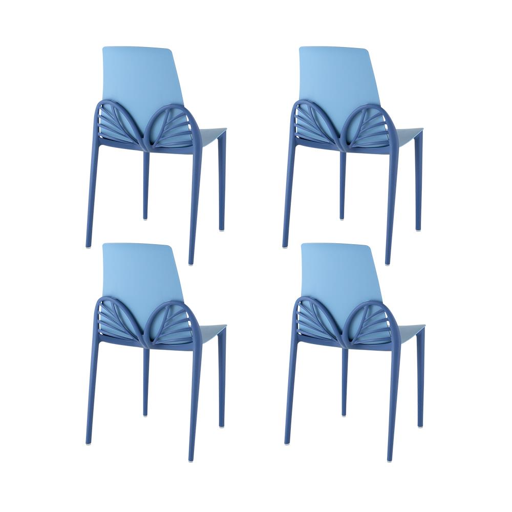 Lagoon 7059BG-SSLGS Papillon Set of 4 Stackable Pale Blue Resin Frame Stationary Dining Chair with Solid Seat