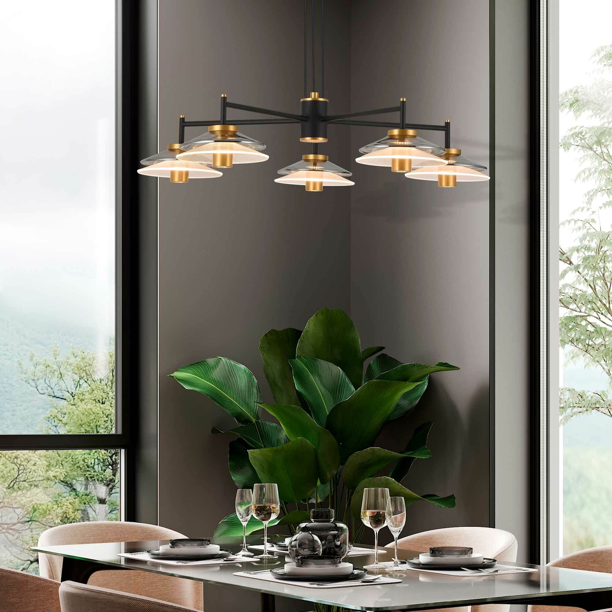 VONN Lighting Verona 5-Light Black with Gold Modern/Contemporary LED Dry  rated Chandelier in the Chandeliers department at