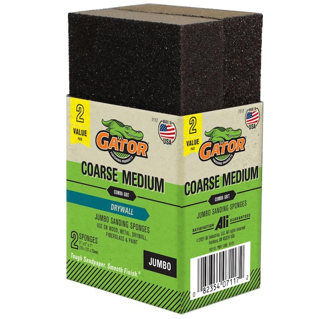 Gator 2-Pack 2.93-in x 1-in Multi-Grade Pack-Grit Commercial Sanding Sponge 7109