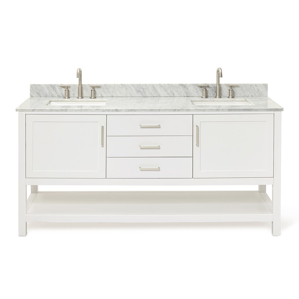 Bayhill 73'' White Double Vanity with Carrara Marble Top
