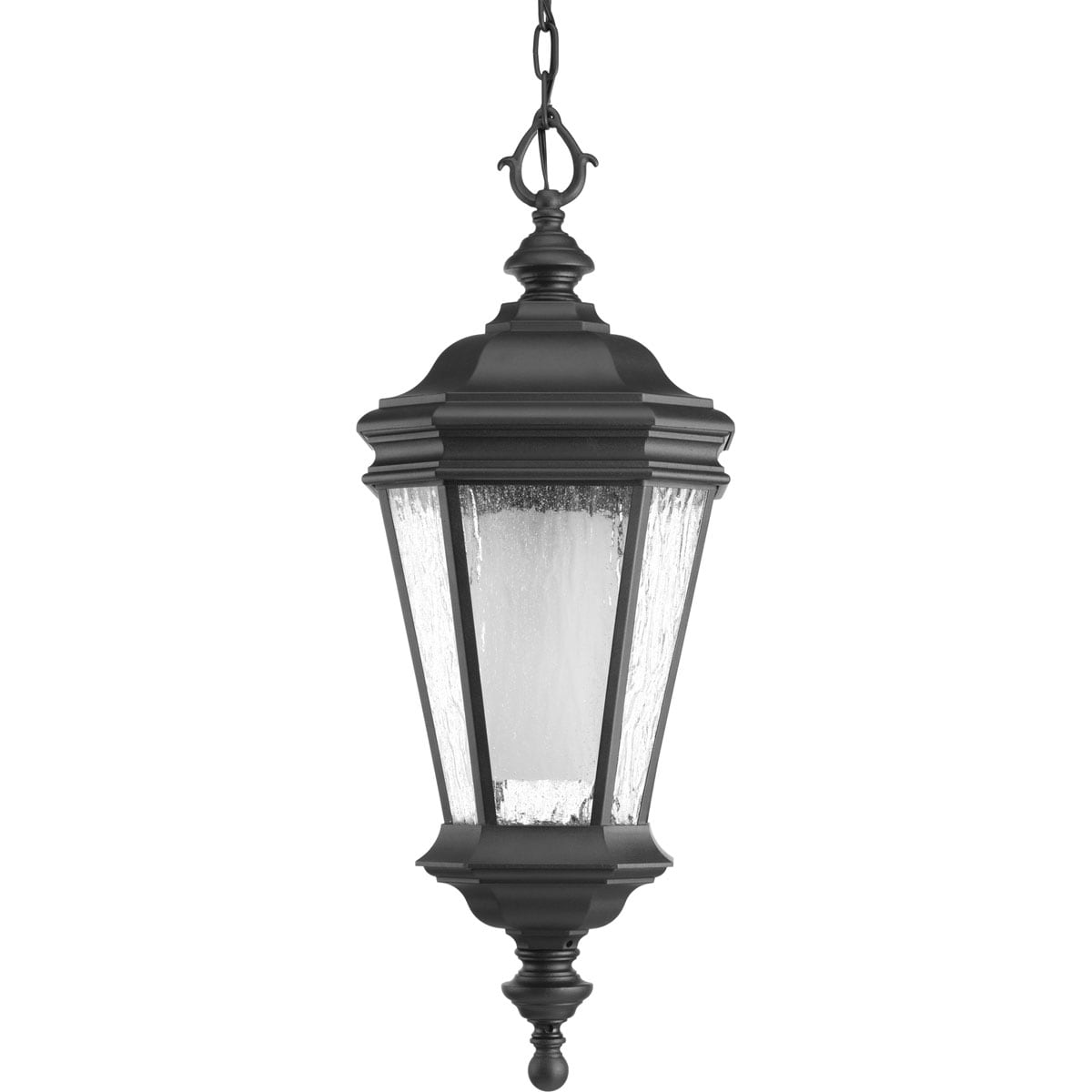 Progress Lighting Crawford CFL Black Transitional Seeded Glass Lantern ...