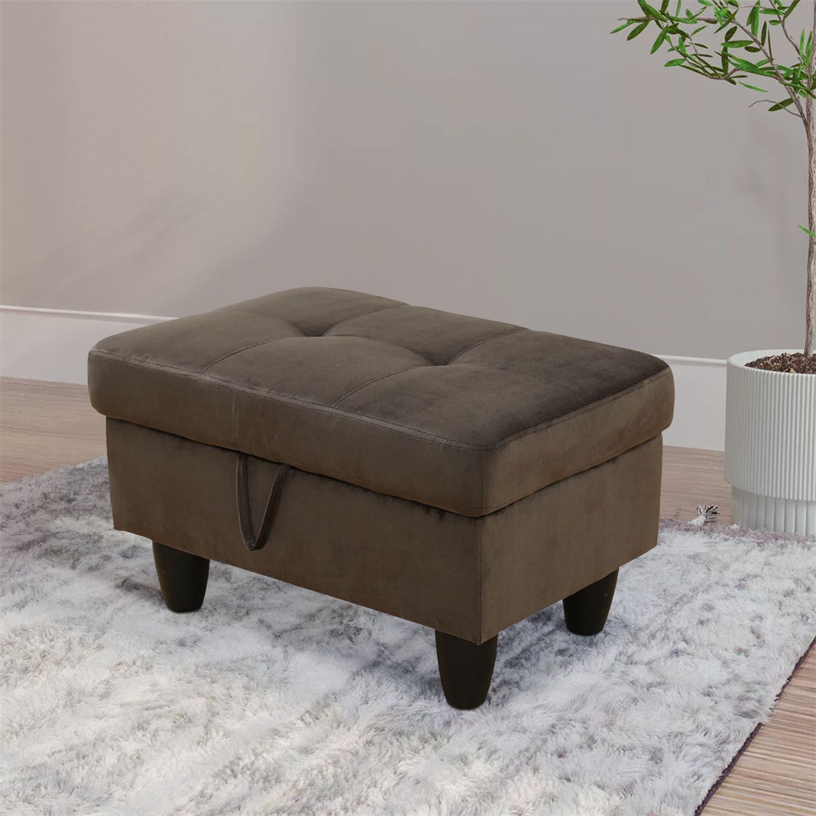 Siavonce 22.8in Modern Dark Brown Faux Leather Sofa in the Couches