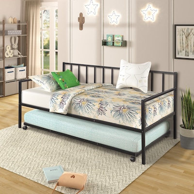 Mondawe Black Twin Daybed In The Beds, Twin Xl Trundle Bed Metal