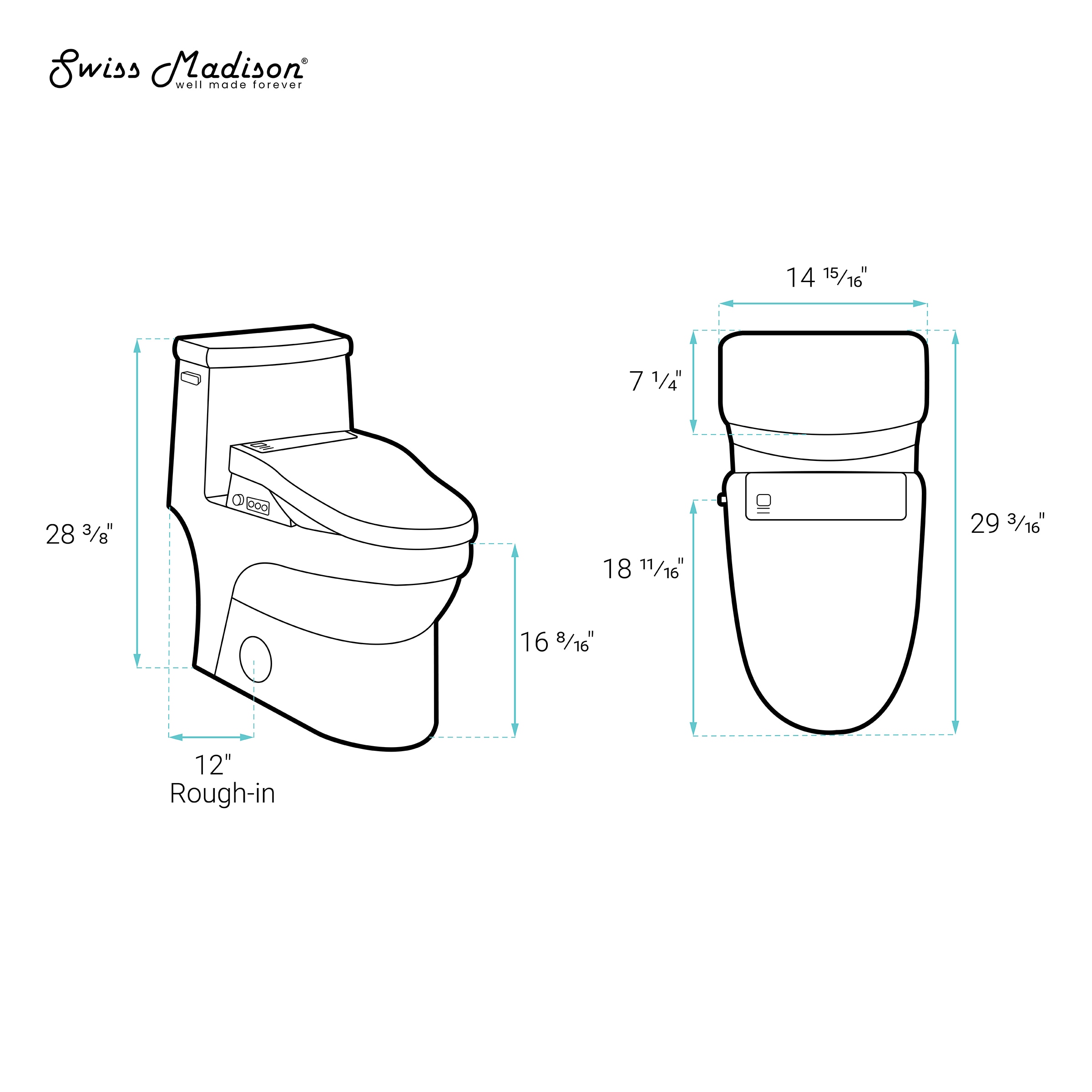 Elongated Glossy White Dual Flush Smart Toilet