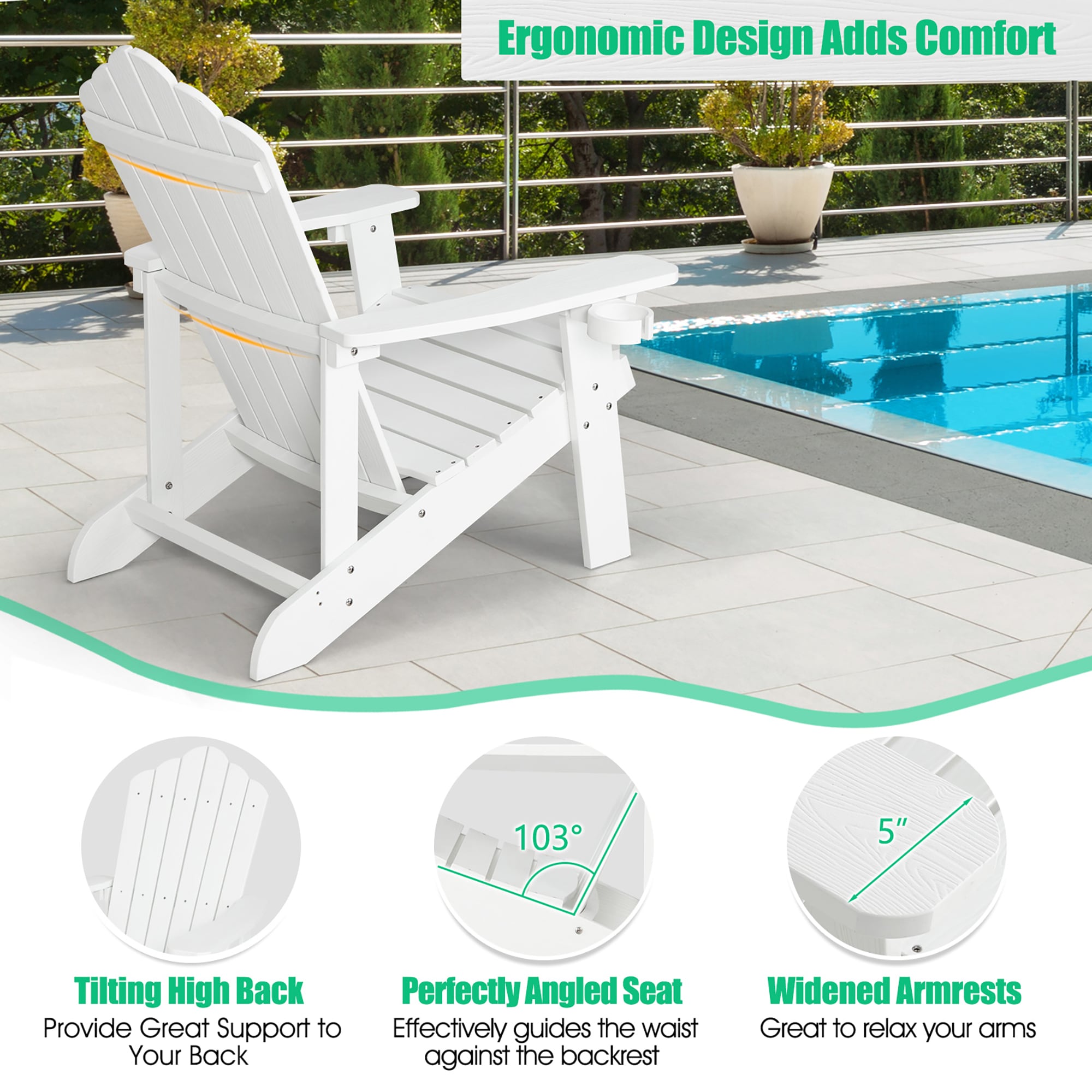 Plastic adirondack chairs discount with lumbar support