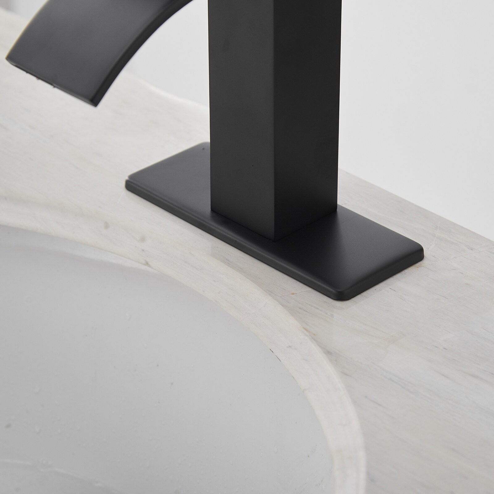 Matte Black Single Handle Waterfall Bathroom Faucet