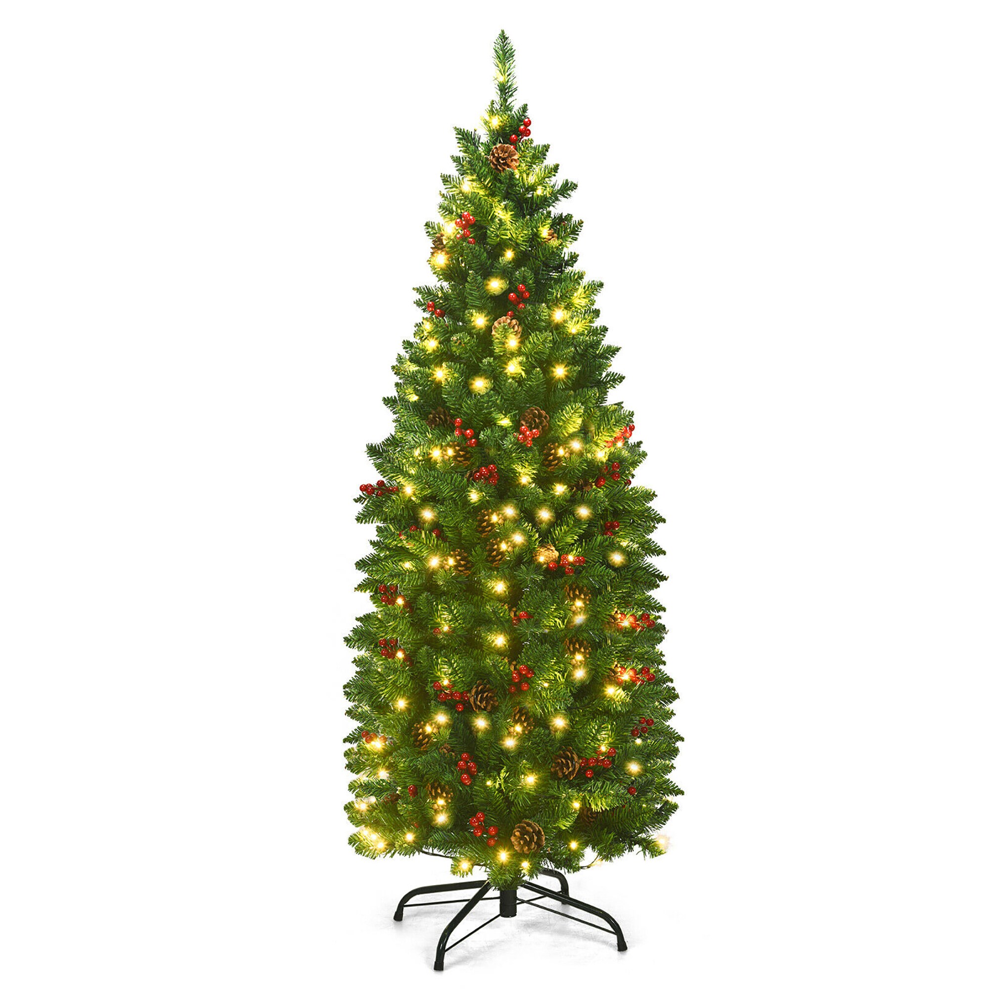 Costway CM22853US 4.5-ft Pre-lit Pencil Artificial Christmas Tree with White LED Lights