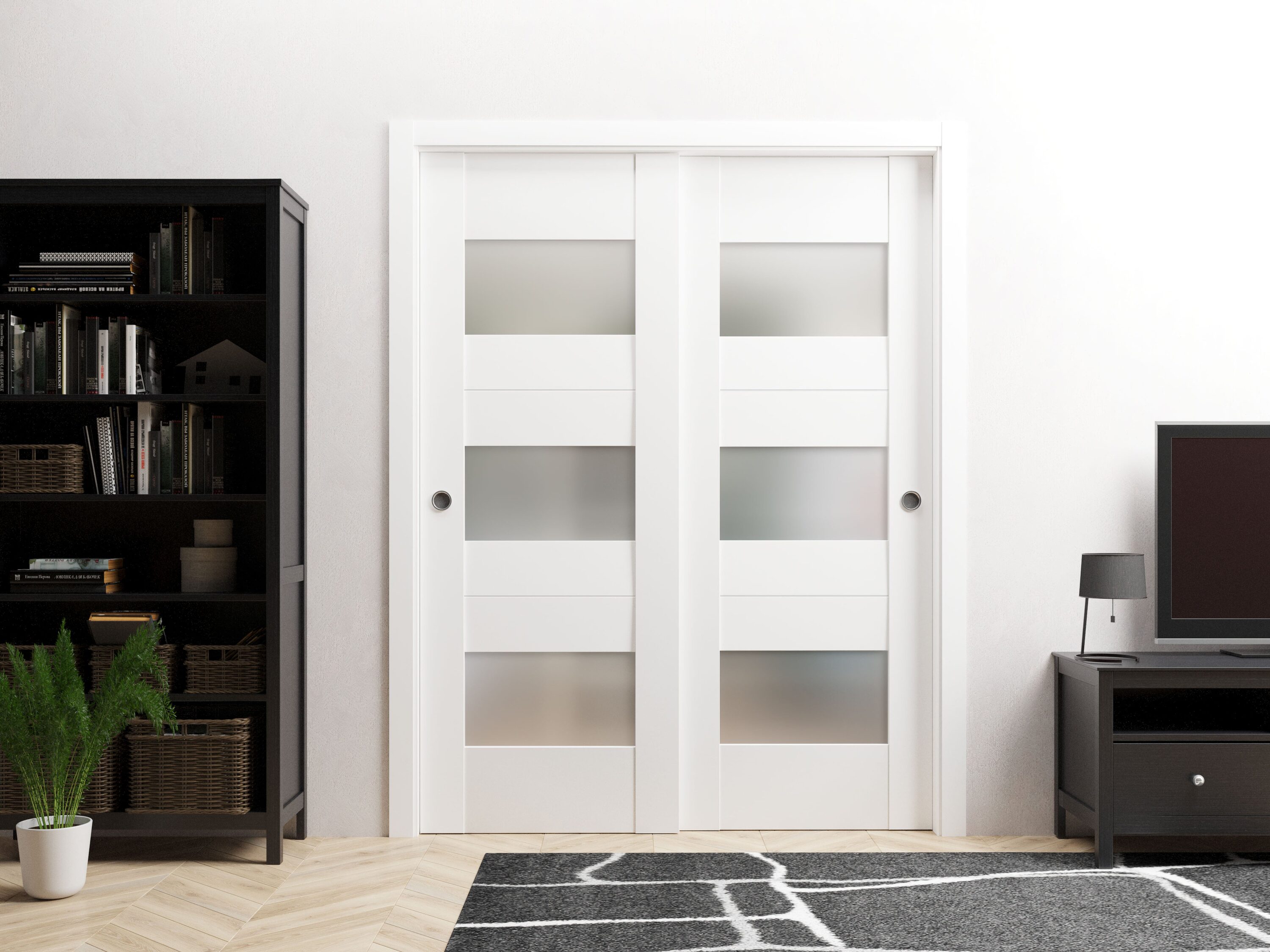 Vdom doors Sliding Closet Opaque Glass Bypass Doors 72 x 80 inches ...