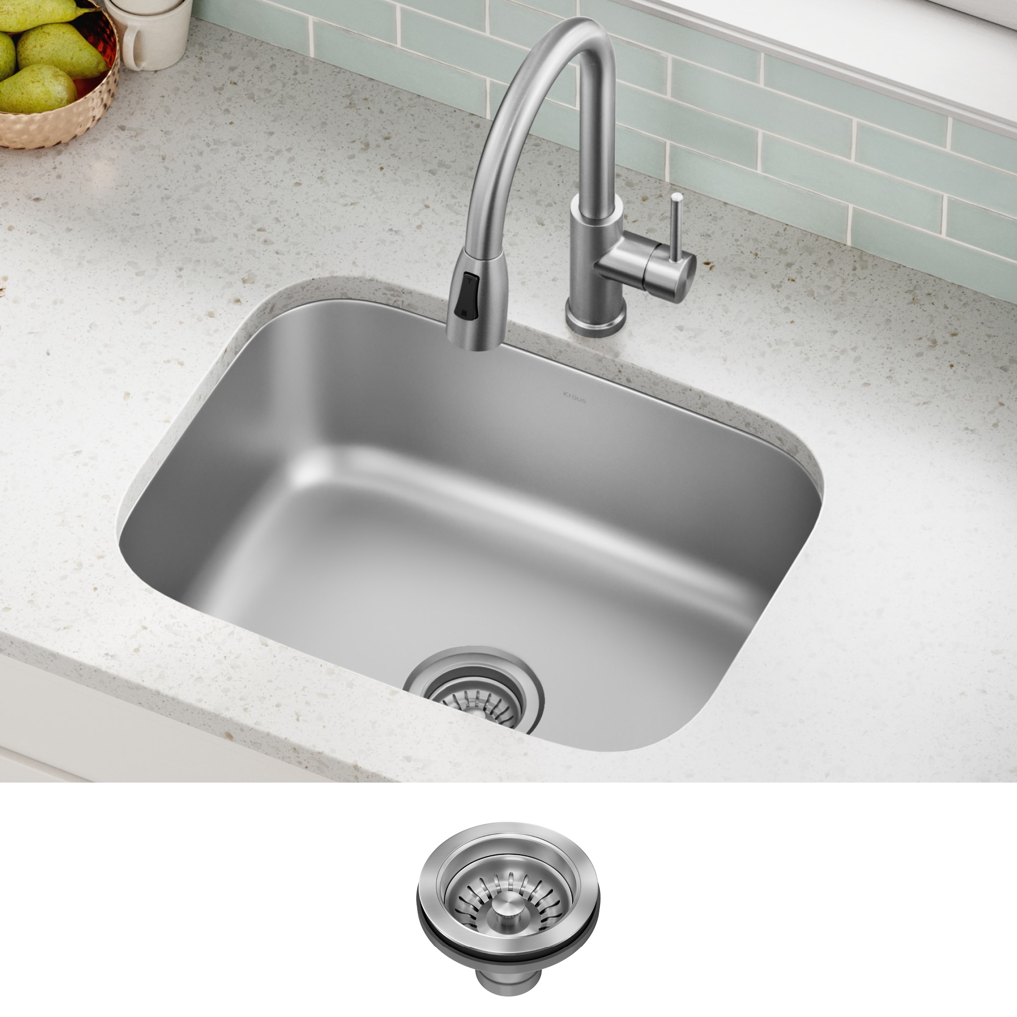 Kraus KBU12 Premier Undermount 23-in x 17.5-in Stainless steel Single bowl 18 -Gauge Kitchen Sink