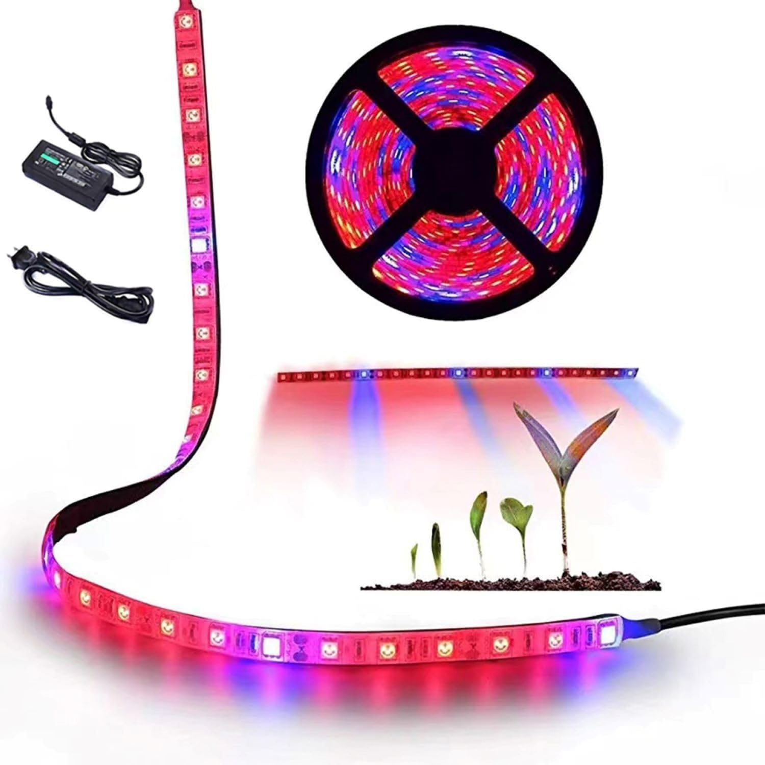 Anqtovp  Grow Light Strips 16FT Full Spectrum LED for Seed Starting Waterproof Flexible Plant Lamp for Greenhouse Hydroponics Indoor Plants