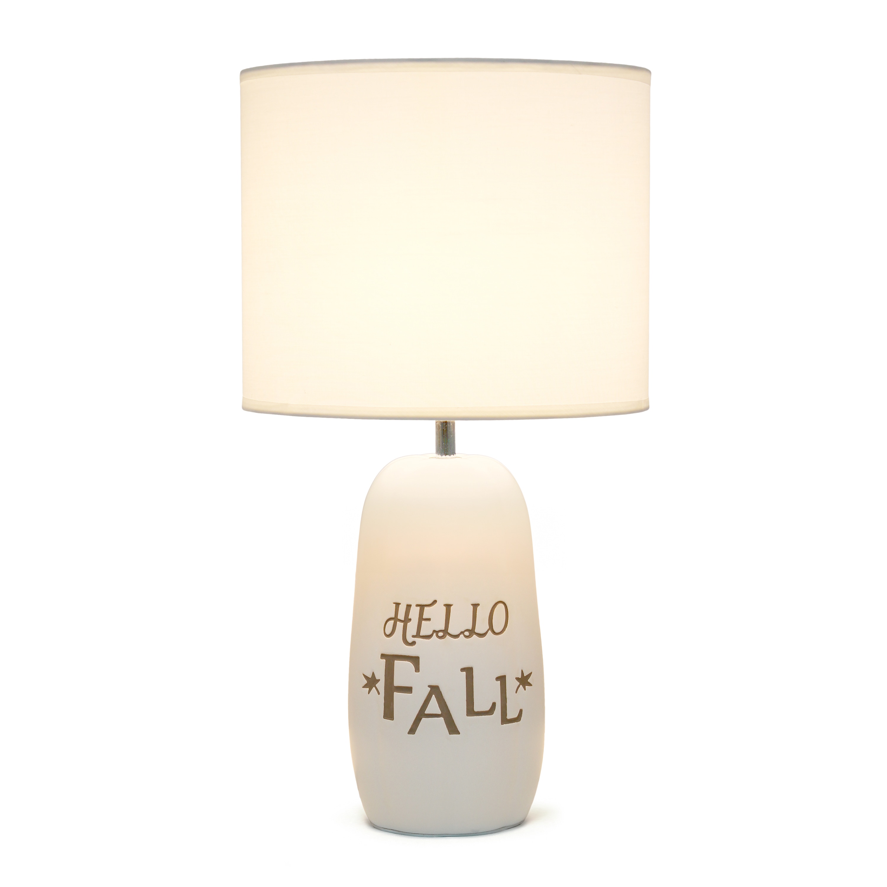 Simple Designs LT2132-WHT 17.88-in White LED Table Lamp with Fabric Shade