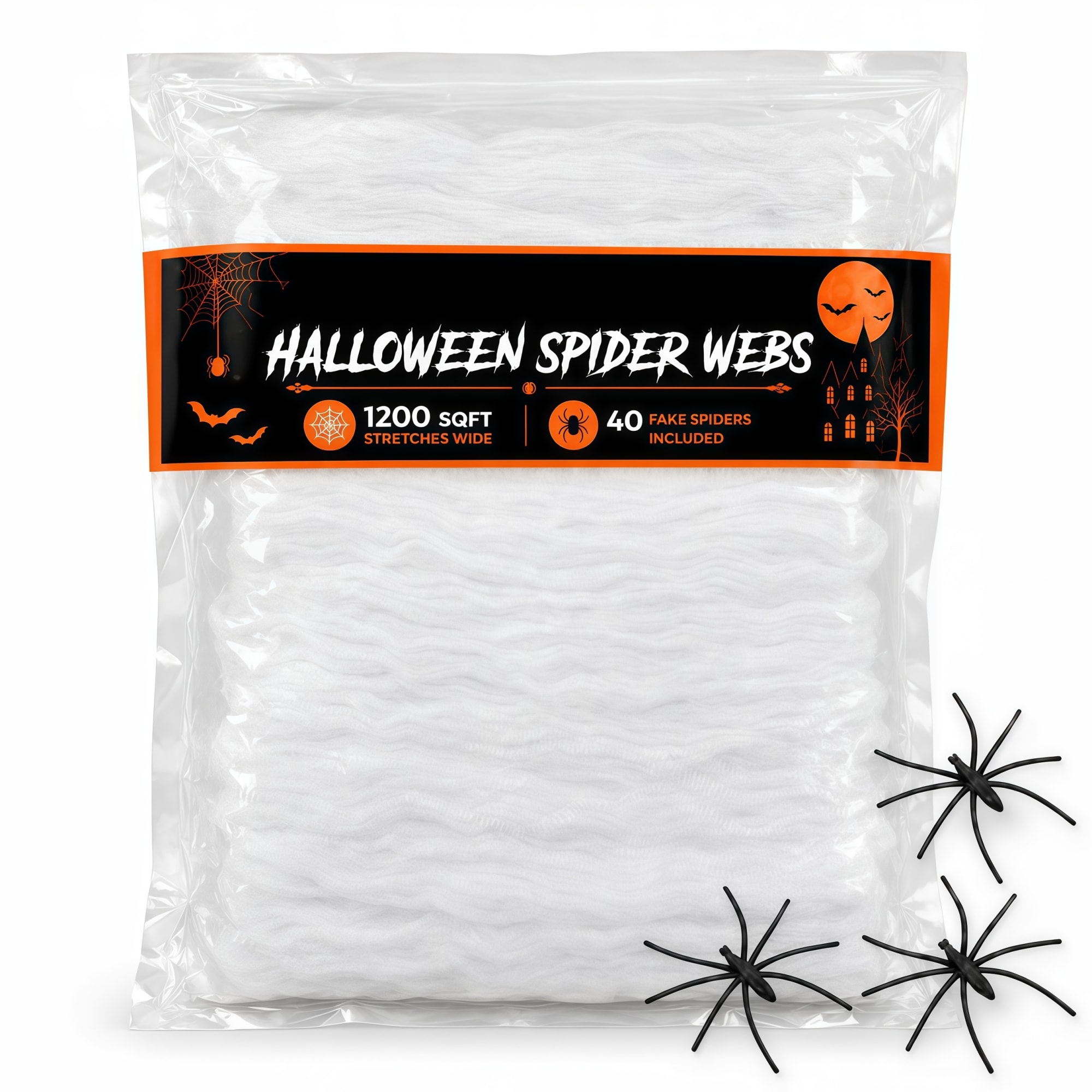 Numhew 1200 sq ft White Stretchable Spider Web Halloween Decoration with 40 Fake Spiders