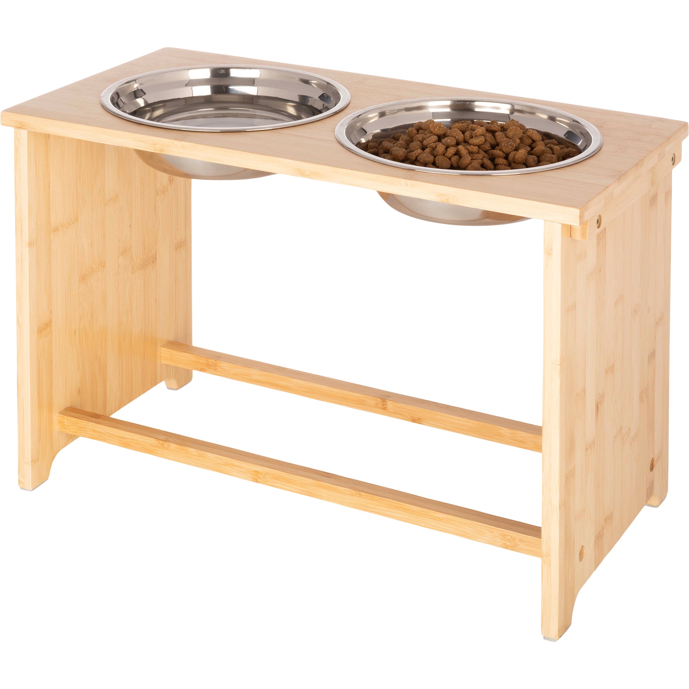 PETMAKER PET6373 Elevated 60oz Dog Bowls with 15-Inch Tall Bamboo Raised Stand