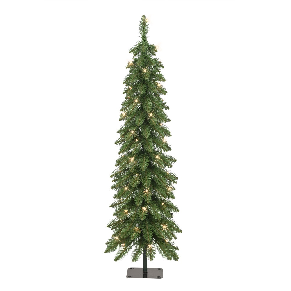 Puleo International 01063A-TP40C05 4-ft Pine Pre-lit Pencil Artificial Christmas Tree with Clear Incandescent Lights