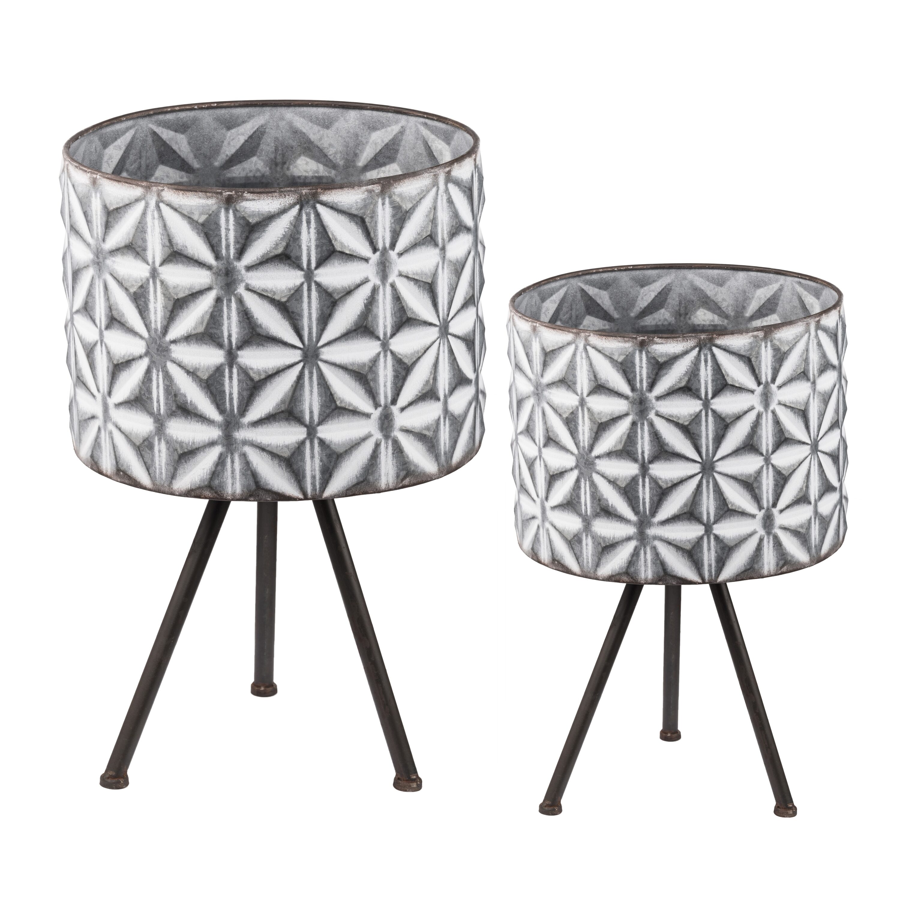 Siavonce XH27541 12.0-in W x 19-in H x 12-in D Gray Metal Indoor/Outdoor Planter