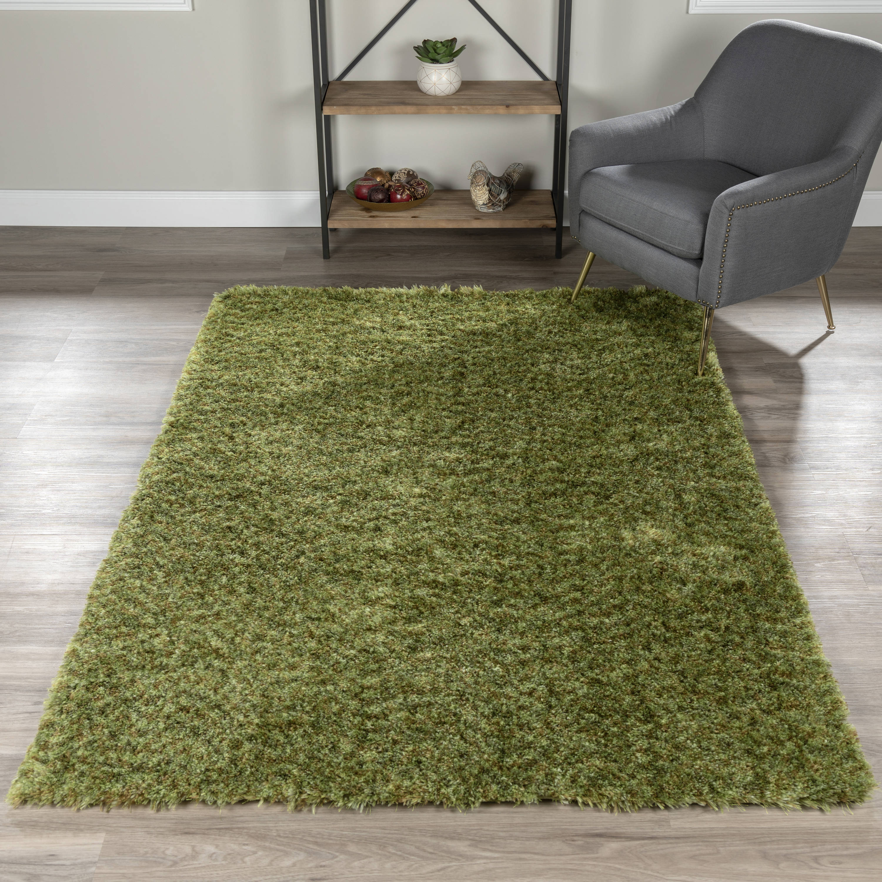 Addison Rugs Retreat 9 x 13 Shag Olive Indoor Animal Print Mid-century ...