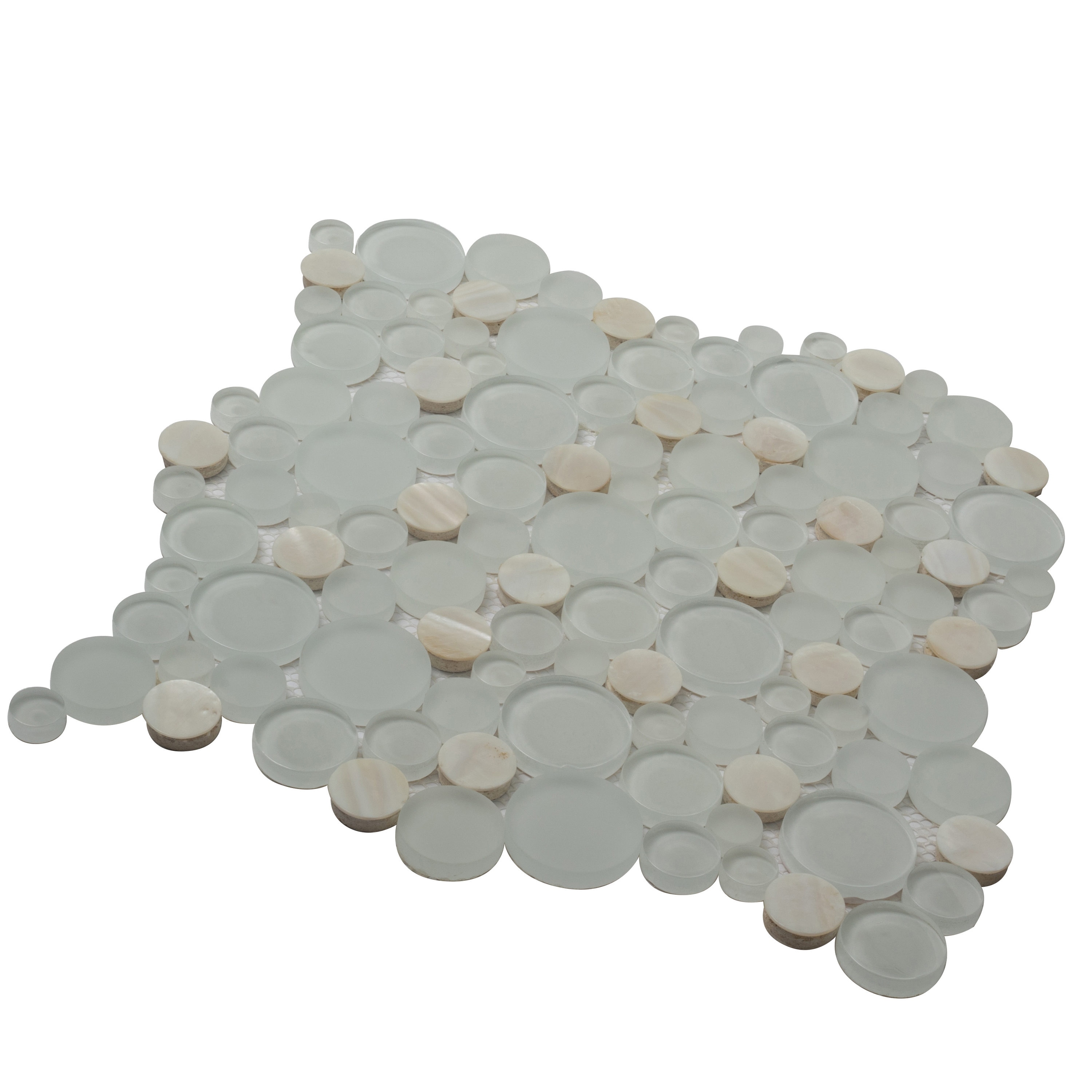 12" x 12" White Glass and Shell Mosaic Tile Sheet