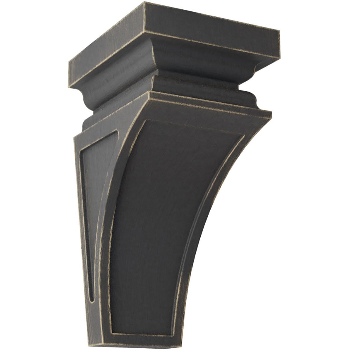 Ekena Millwork CORWD04X04X08NEBL 4-in x 4.75-in x 8-in Vintage Decor Finished Rubberwood Black Wood Paintable/Stainable Corbel