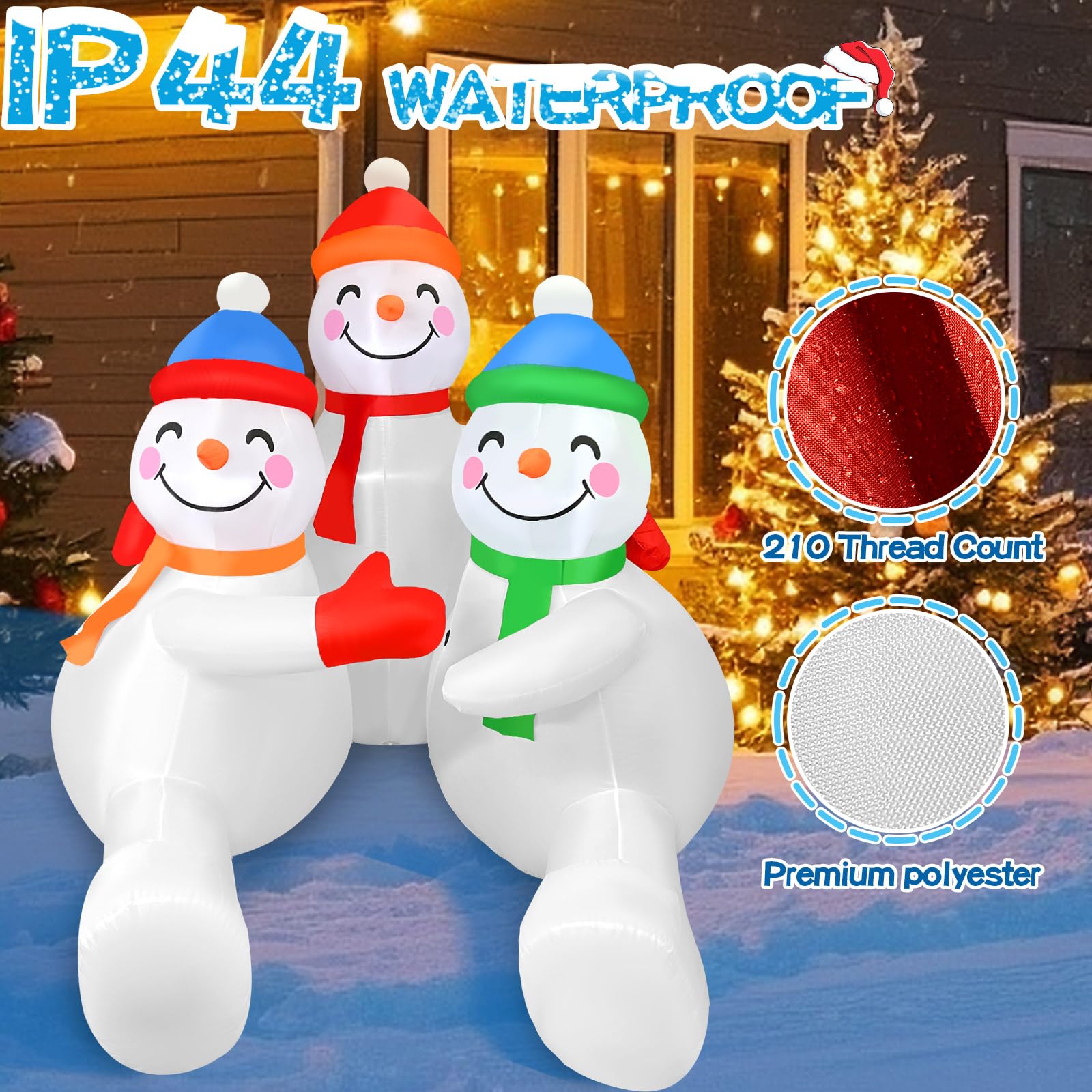 Etokfoks 6FT Inflatable Snowman Set 3 Piece Christmas Yard Decoration ...