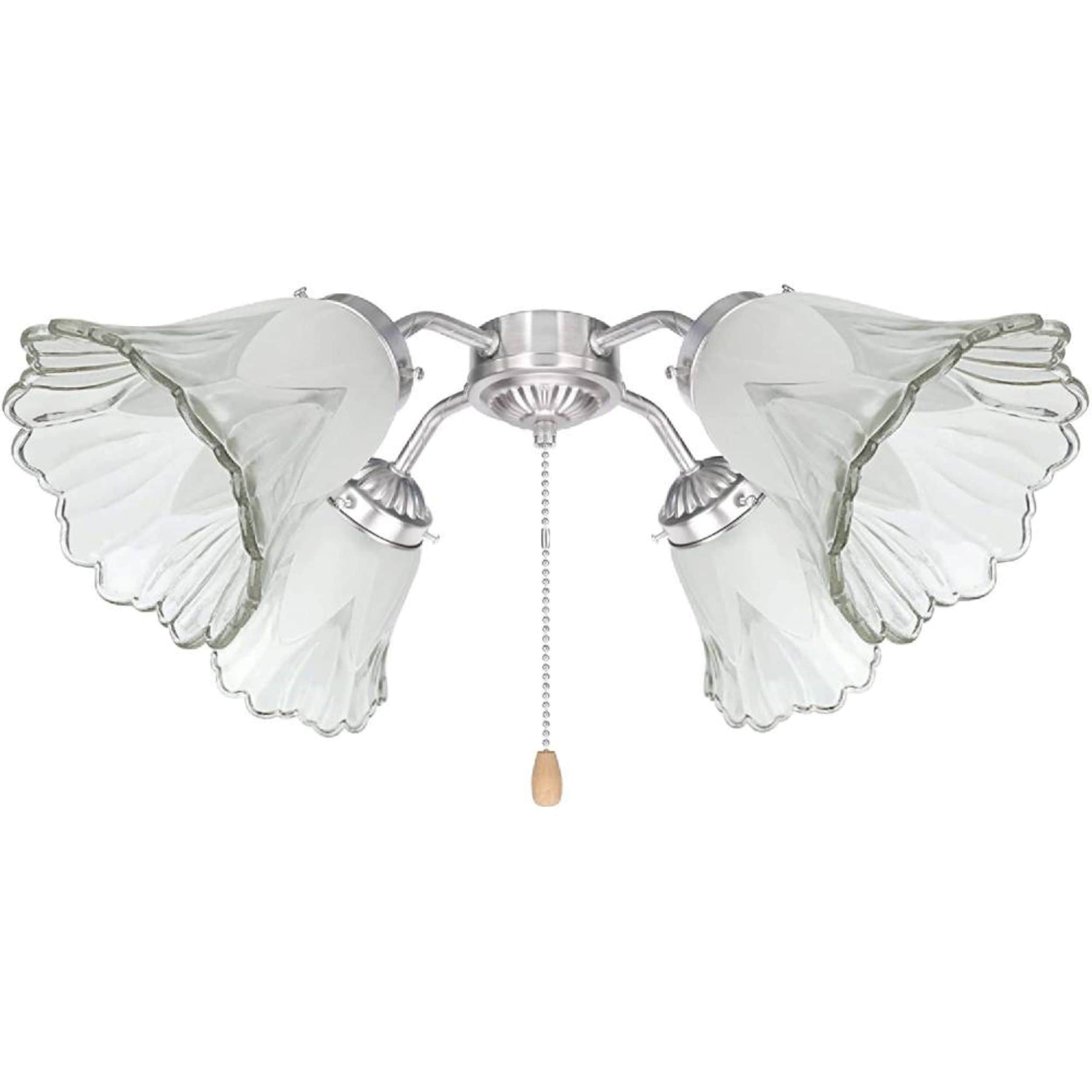 Clear and Sandblasted Glass Bell Ceiling Fan Shade Set