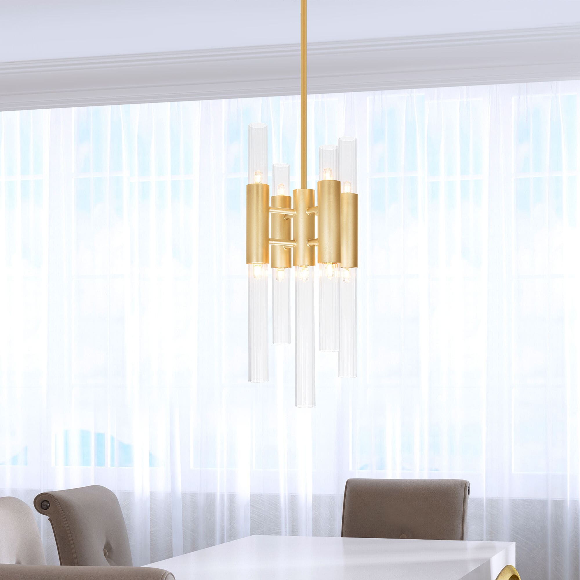 CWI Lighting 1120P8-9-602 Orgue 9 -Light Satin Gold Modern/contemporary Geometric Mini Hanging Pendant light