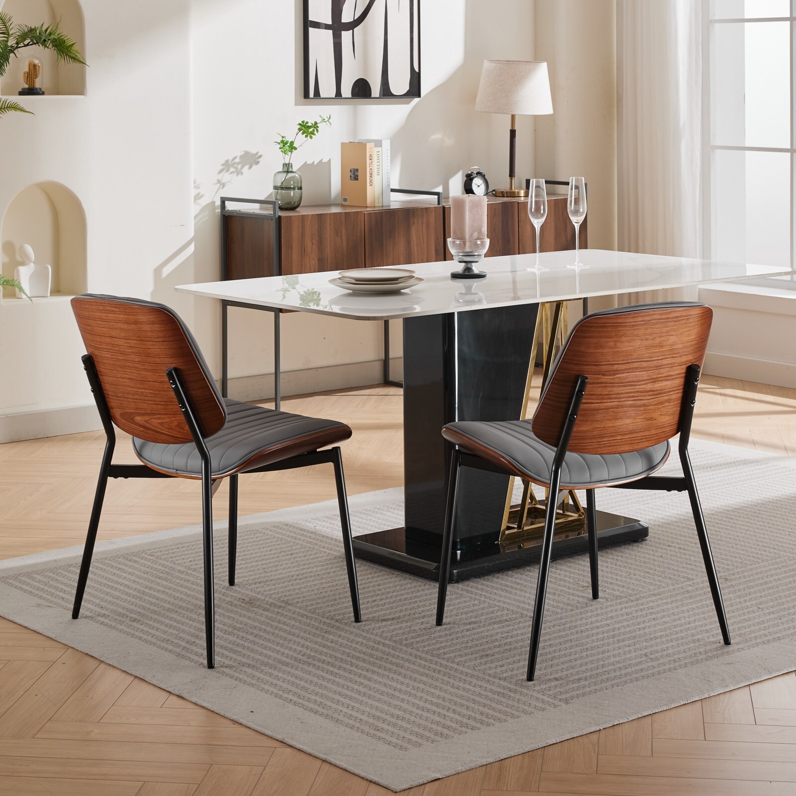 Hrinhom HC-N7016-GRAY PU Dining-Chairs - View #3