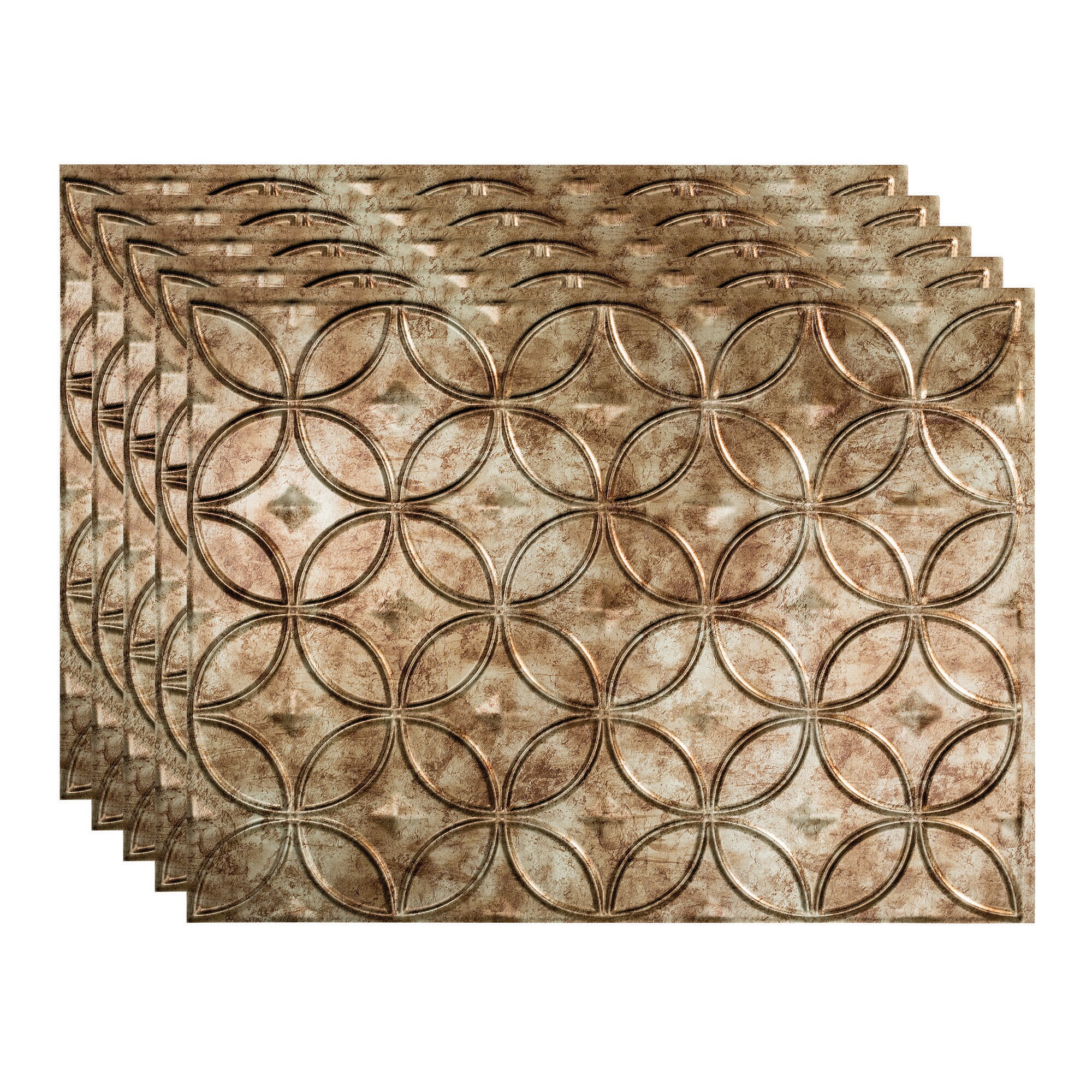 Fasade PB6117 Rings 18.25-in x 24.25-in Vinyl Bermuda Bronze Backsplash Panels 5.0 -Pack