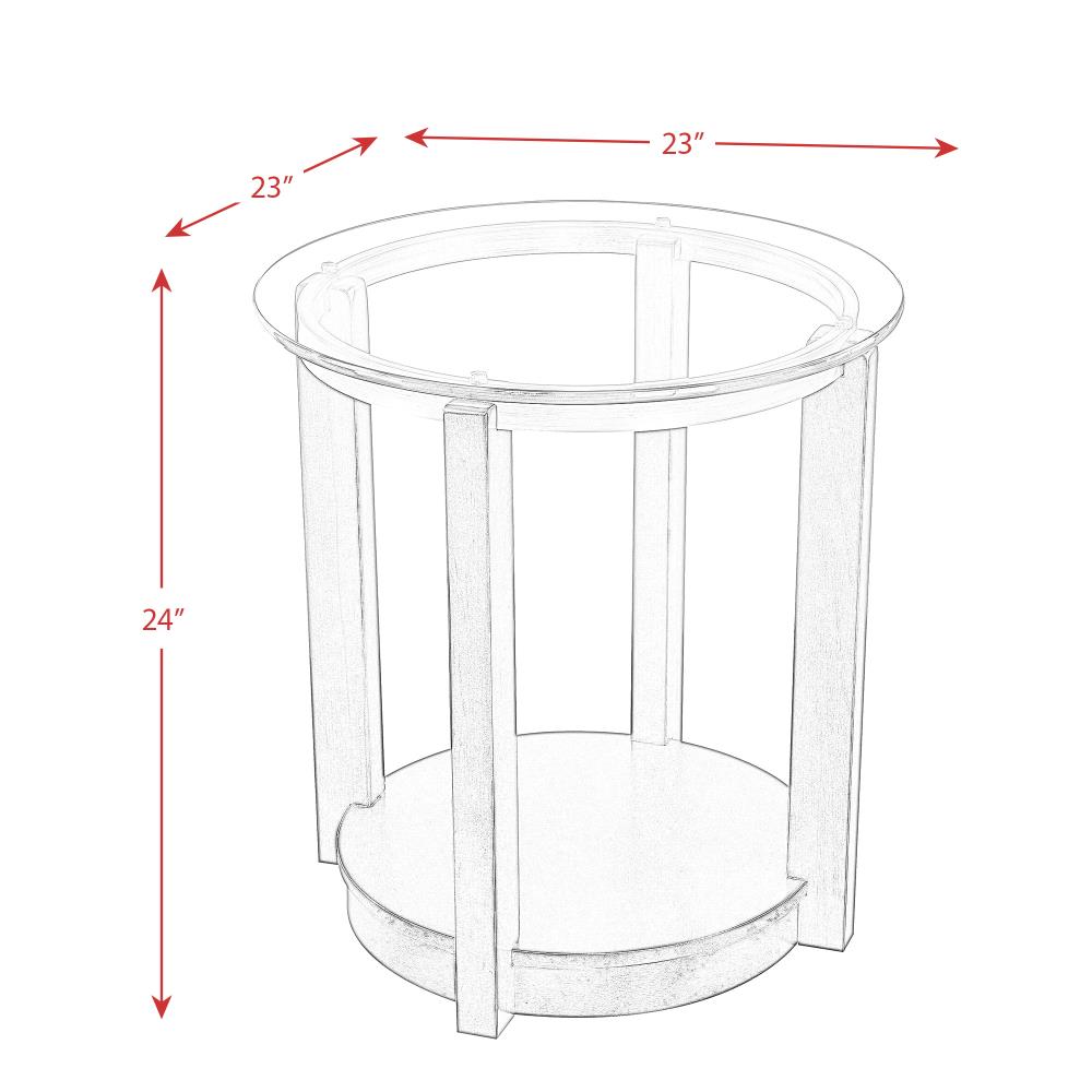 Contemporary Espresso Round End Table with Glass Top