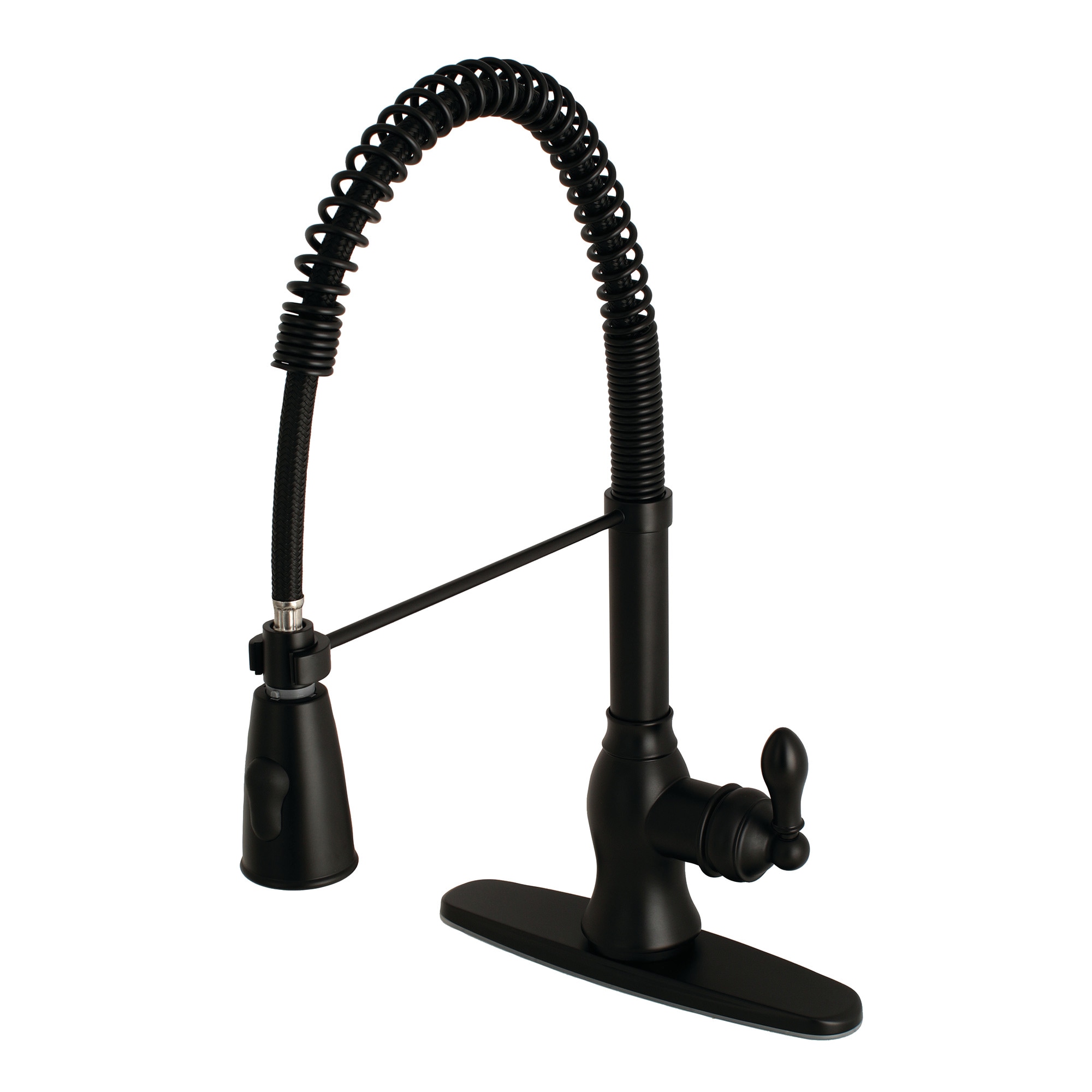 Kingston Brass WLGSY8890ACL American Classic Matte Black Single Handle Deck-mount Pre-rinse Kitchen Faucet ( Deck Plate Included )