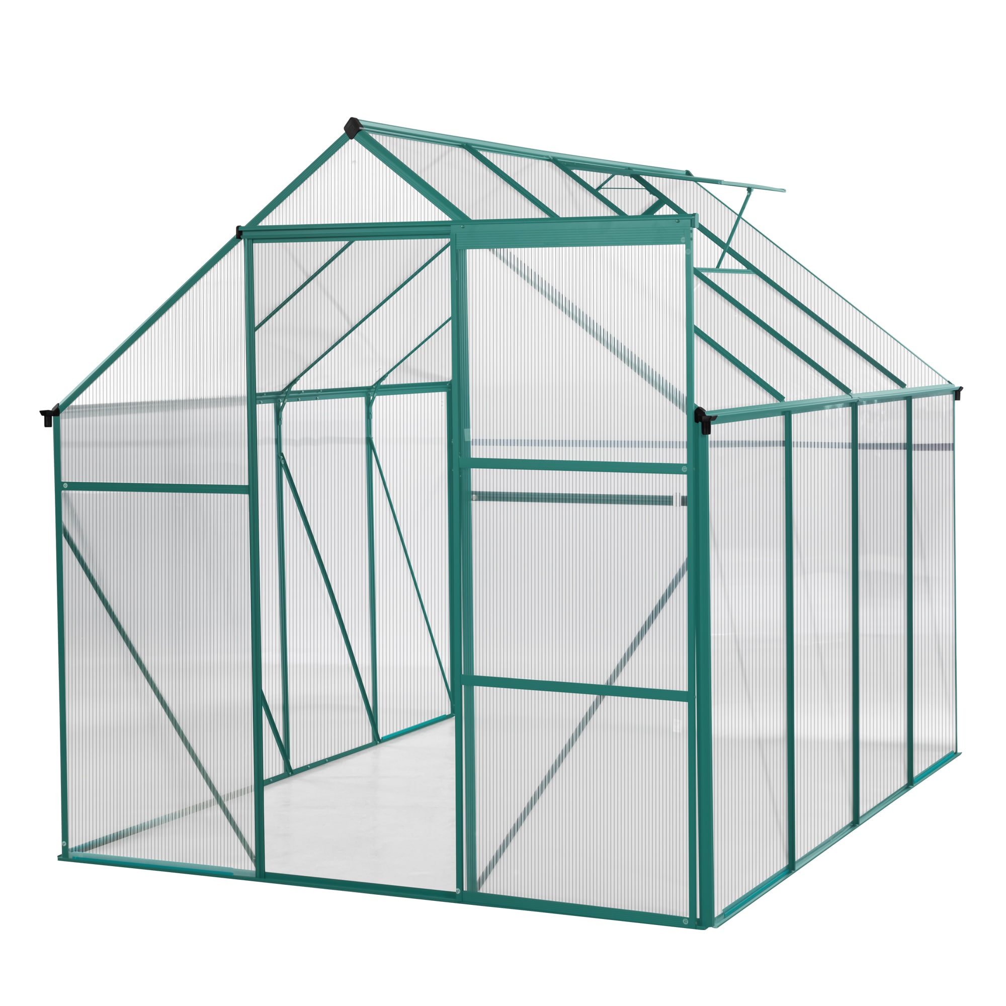 Clihome CL-WC54S04 5.9-ft L x 8.2-ft W x 6.4-ft H Green Frame/Clear Panels Greenhouse Kit
