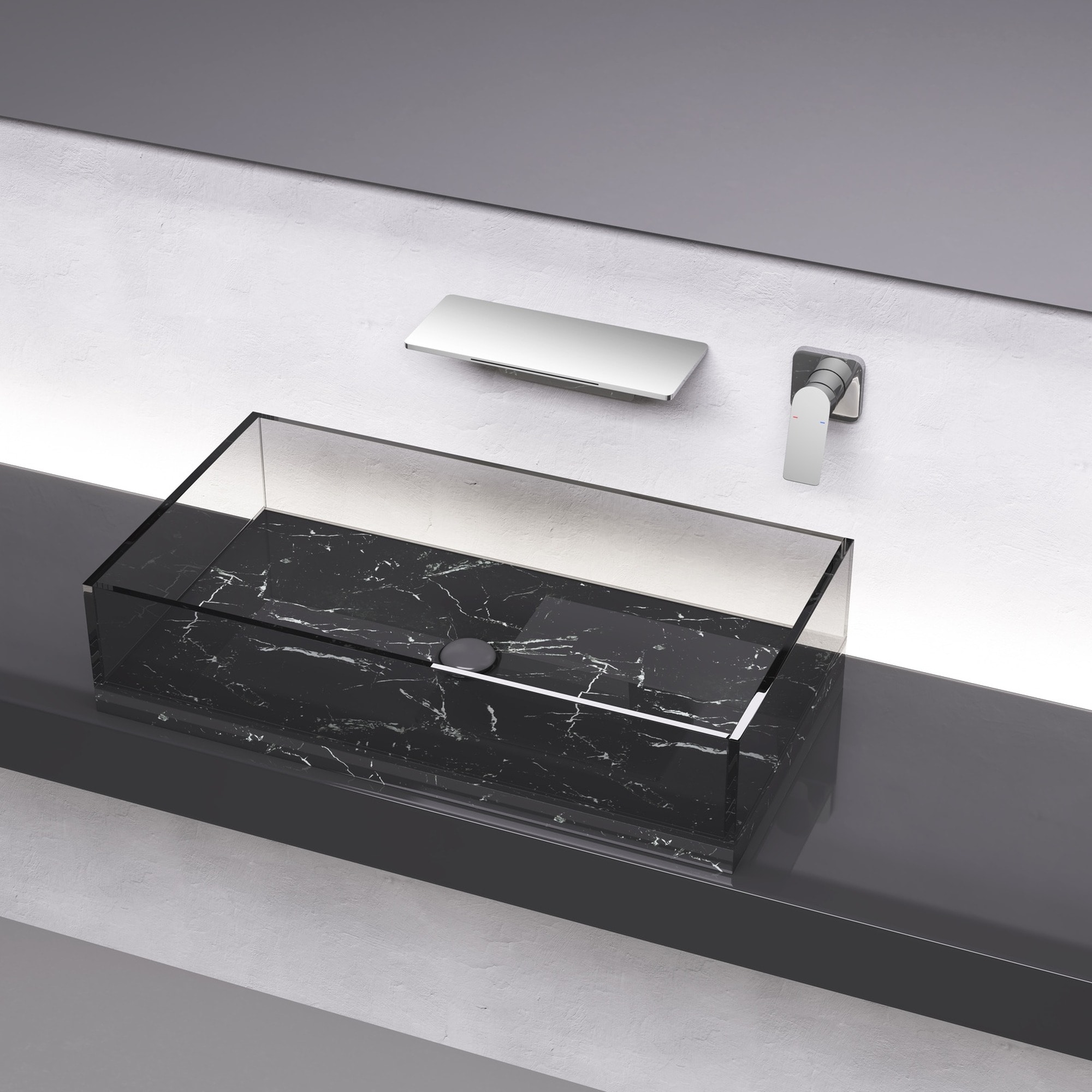 IAK Chrome Brass Waterfall Bathroom Sink Faucet with Single Handle Wall Mount Design