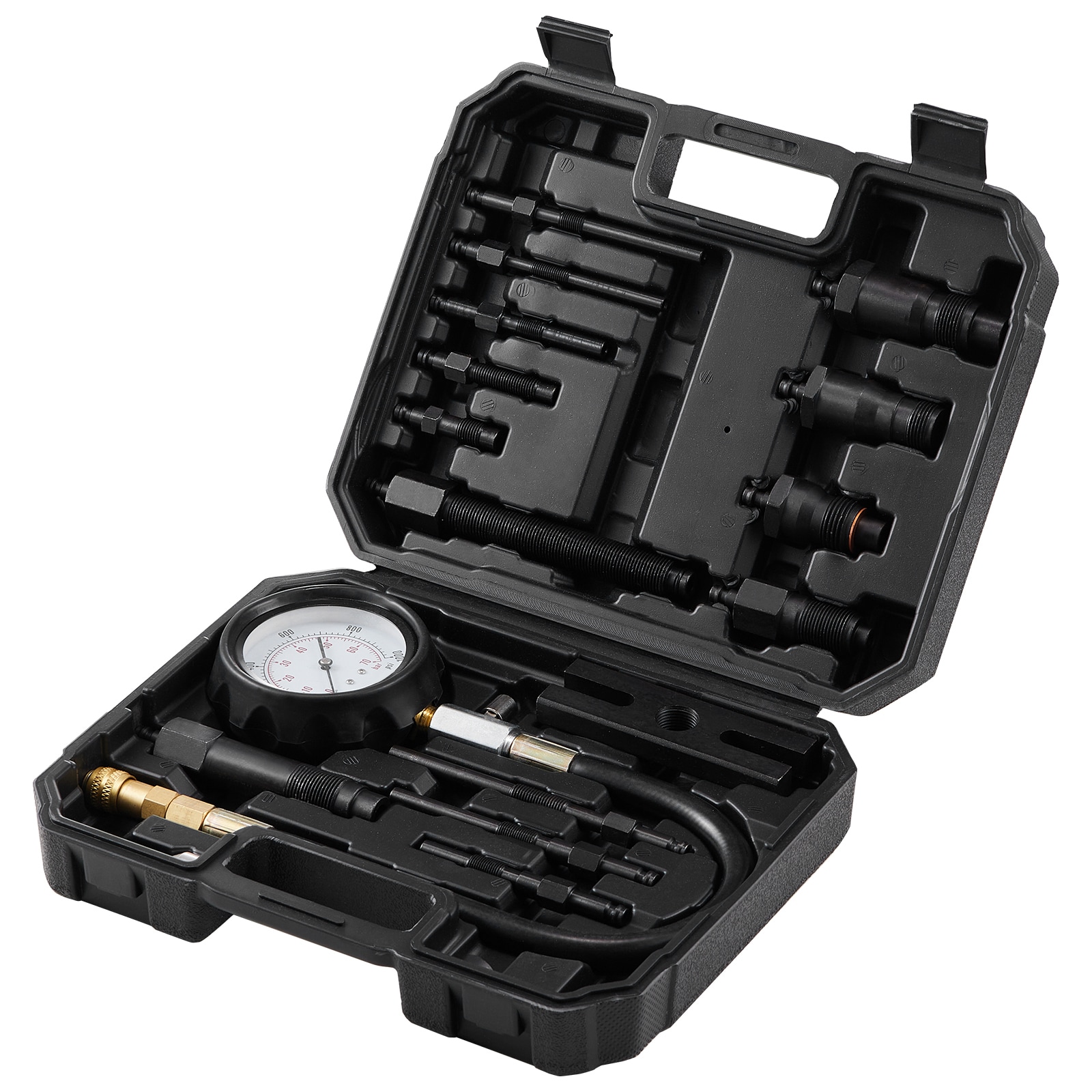 SVOPES SVOPESQCQGYLC01329V0 Diesel Compression Tester Kit. 18-piece Cylinder Diagnostic Set. 0-1000 Psi Meter and Fittings. For Diesel Engine. Truck. Tractor. Machinery Injector Testing