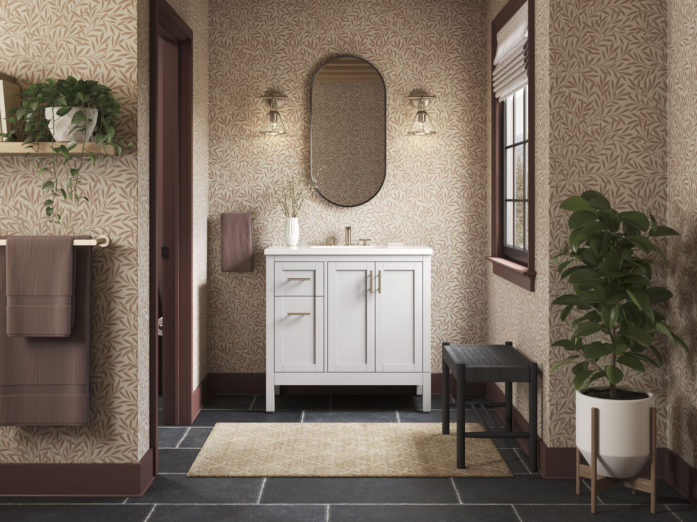 37" Atmos Grey Single Bathroom Vanity Set with Quartz Top